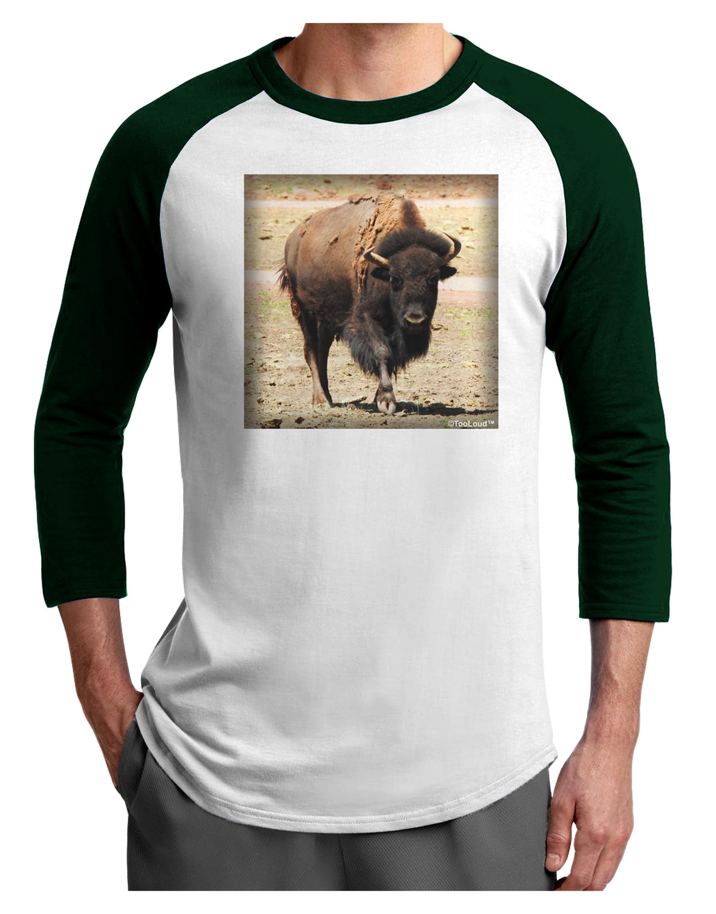 Strong Bison Adult Raglan Shirt-Raglan Shirt-TooLoud-White-Forest-X-Small-Davson Sales