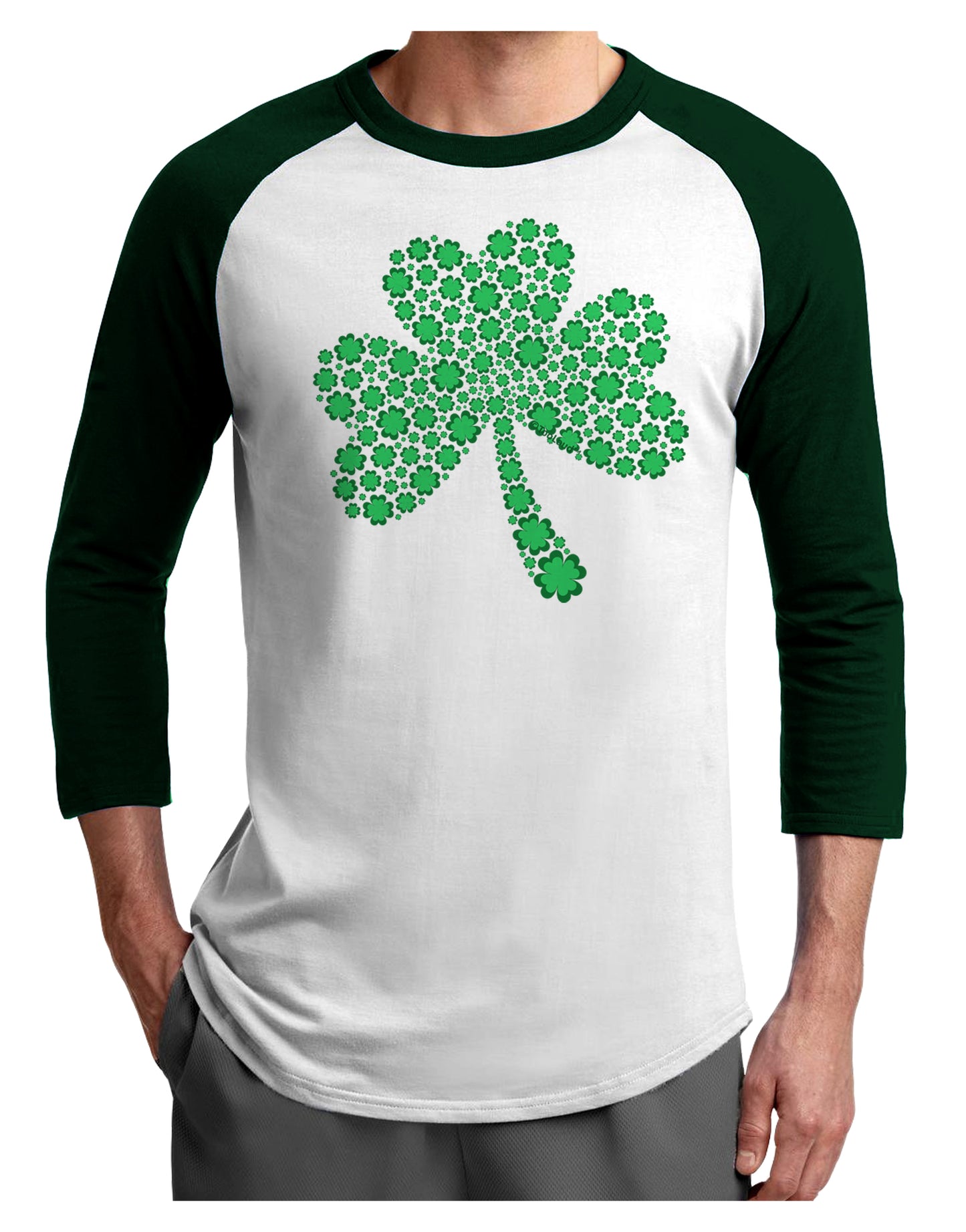 St. Patrick's Day Shamrock Design - Shamrocks Adult Raglan Shirt by TooLoud-Mens T-Shirt-TooLoud-White-Forest-X-Small-Davson Sales