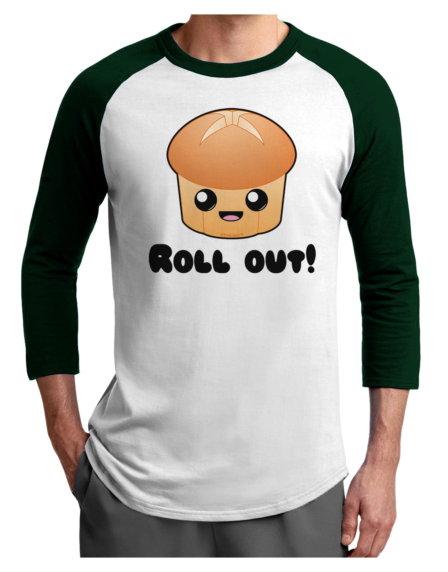 Roll Out Cute Roll Adult Raglan Shirt-TooLoud-White-Forest-X-Small-Davson Sales