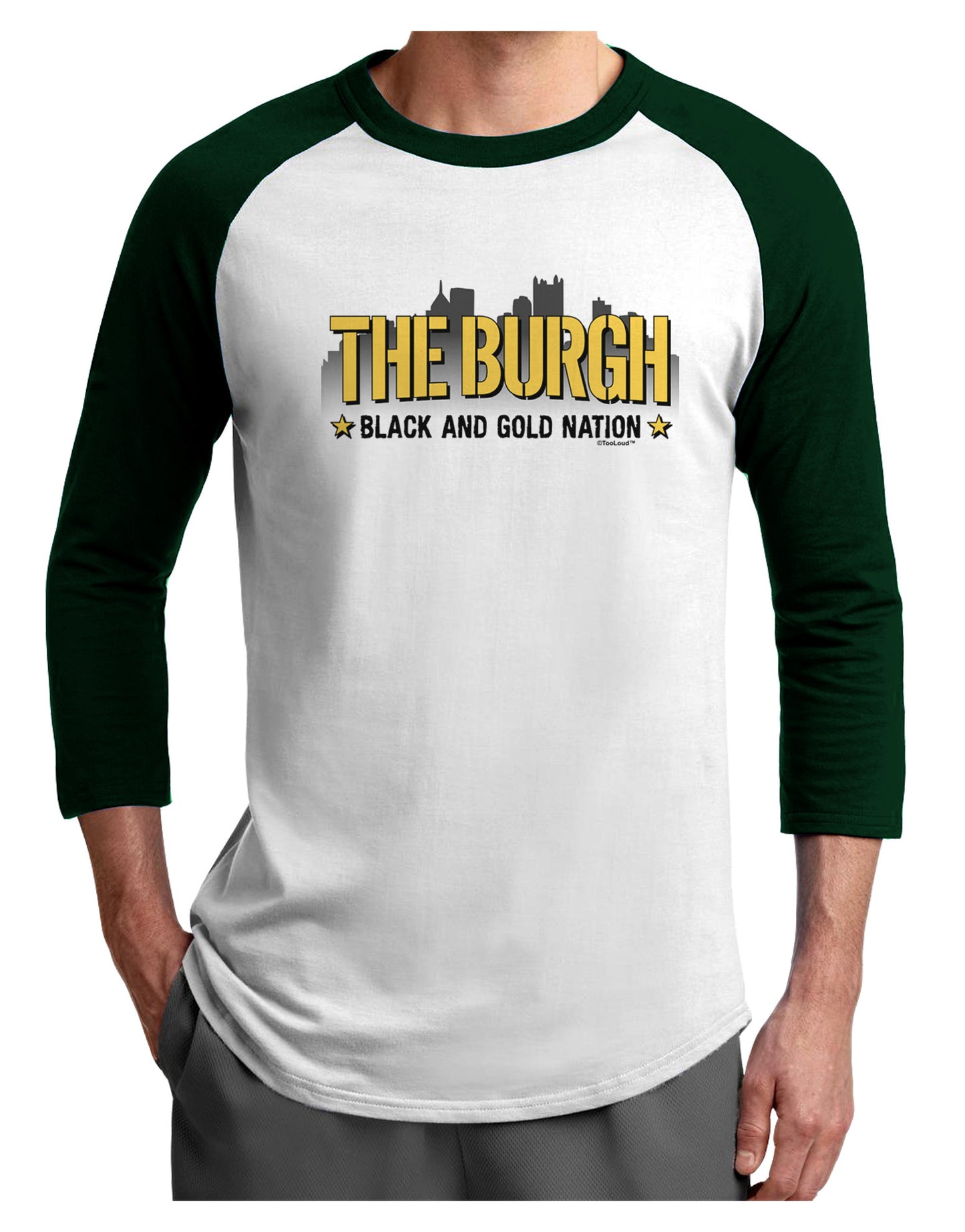 The Burgh Adult Raglan Shirt-Raglan Shirt-TooLoud-White-Forest-X-Small-Davson Sales