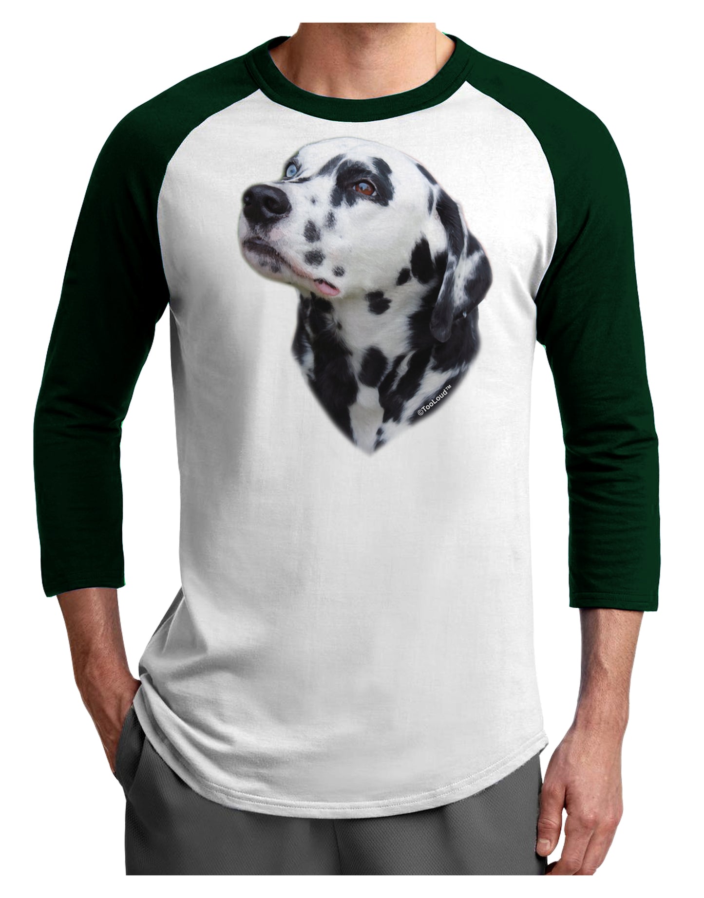 Dalmatian Portrait Adult Raglan Shirt by TooLoud-TooLoud-White-Forest-X-Small-Davson Sales