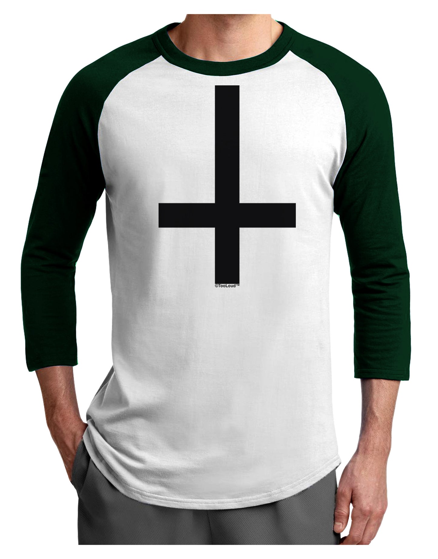 Inverted Cross Adult Raglan Shirt-Raglan Shirt-TooLoud-White-Forest-X-Small-Davson Sales