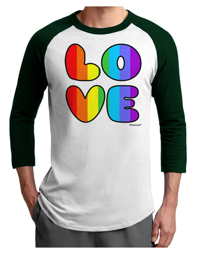 Rainbow LOVE Text Adult Raglan Shirt by TooLoud-TooLoud-White-Forest-X-Small-Davson Sales