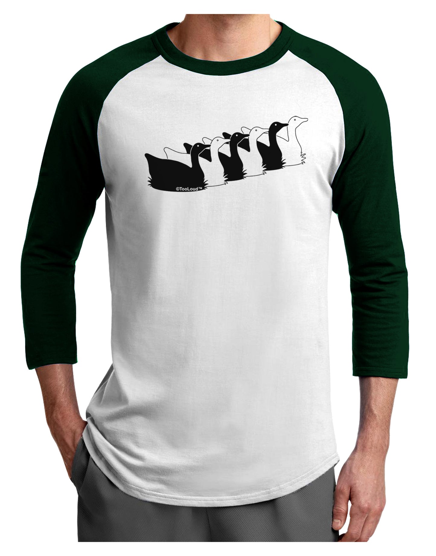 Six Geese A laying Adult Raglan Shirt-TooLoud-White-Forest-X-Small-Davson Sales