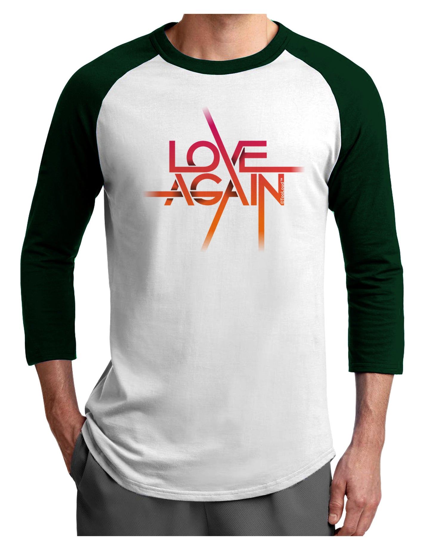 Love Again Typography Adult Raglan Shirt-Raglan Shirt-TooLoud-White-Forest-X-Small-Davson Sales