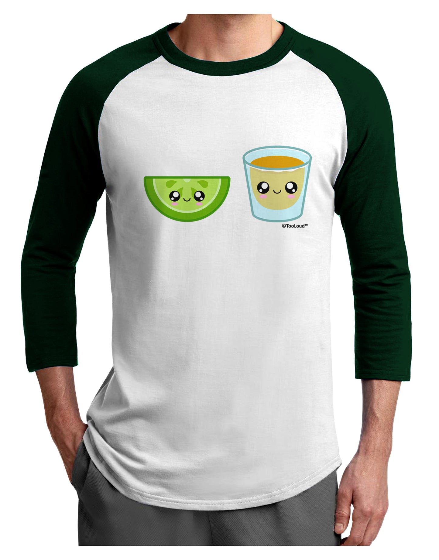 Cute Tequila Shot and Lime Wedge Adult Raglan Shirt by TooLoud-TooLoud-White-Forest-X-Small-Davson Sales