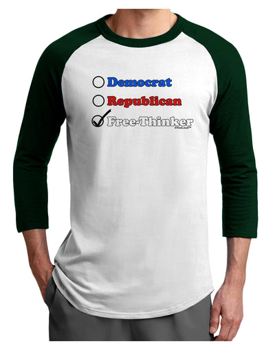 Free Thinker Checklist Adult Raglan Shirt-TooLoud-White-Forest-X-Small-Davson Sales