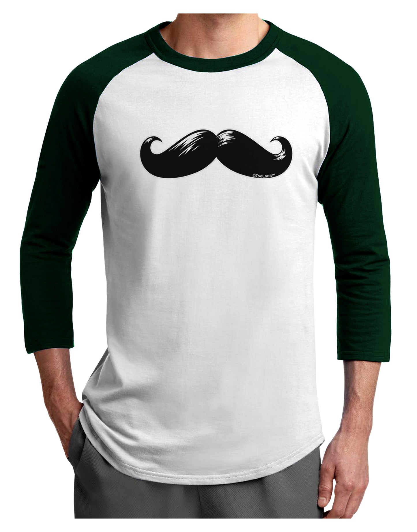 Big Black Mustache Adult Raglan Shirt-Raglan Shirt-TooLoud-White-Forest-X-Small-Davson Sales
