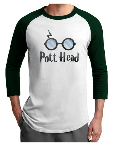 Pott Head Magic Glasses Adult Raglan Shirt-TooLoud-White-Forest-X-Small-Davson Sales
