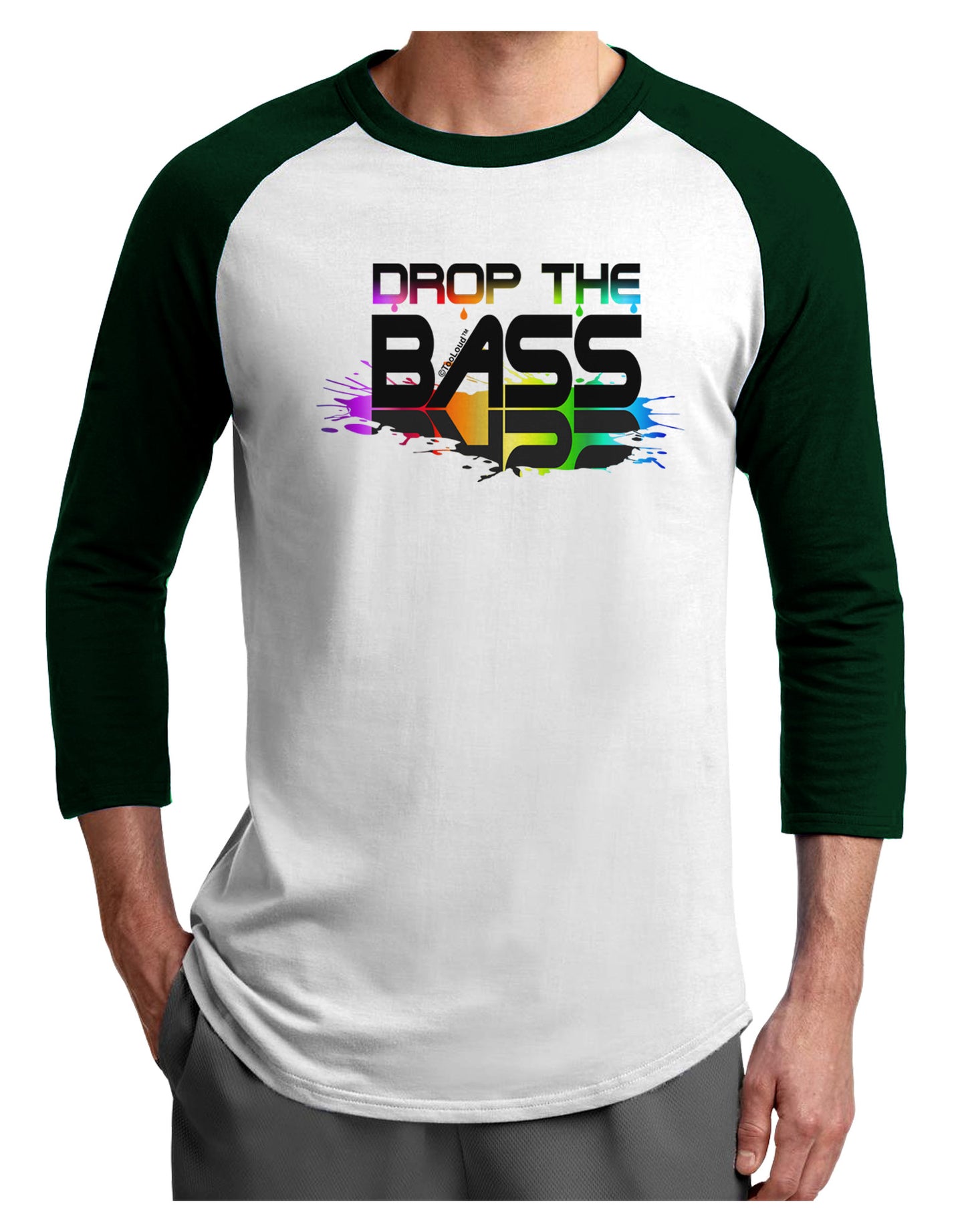 Paint Drop The Bass Adult Raglan Shirt-Raglan Shirt-TooLoud-White-Forest-X-Small-Davson Sales