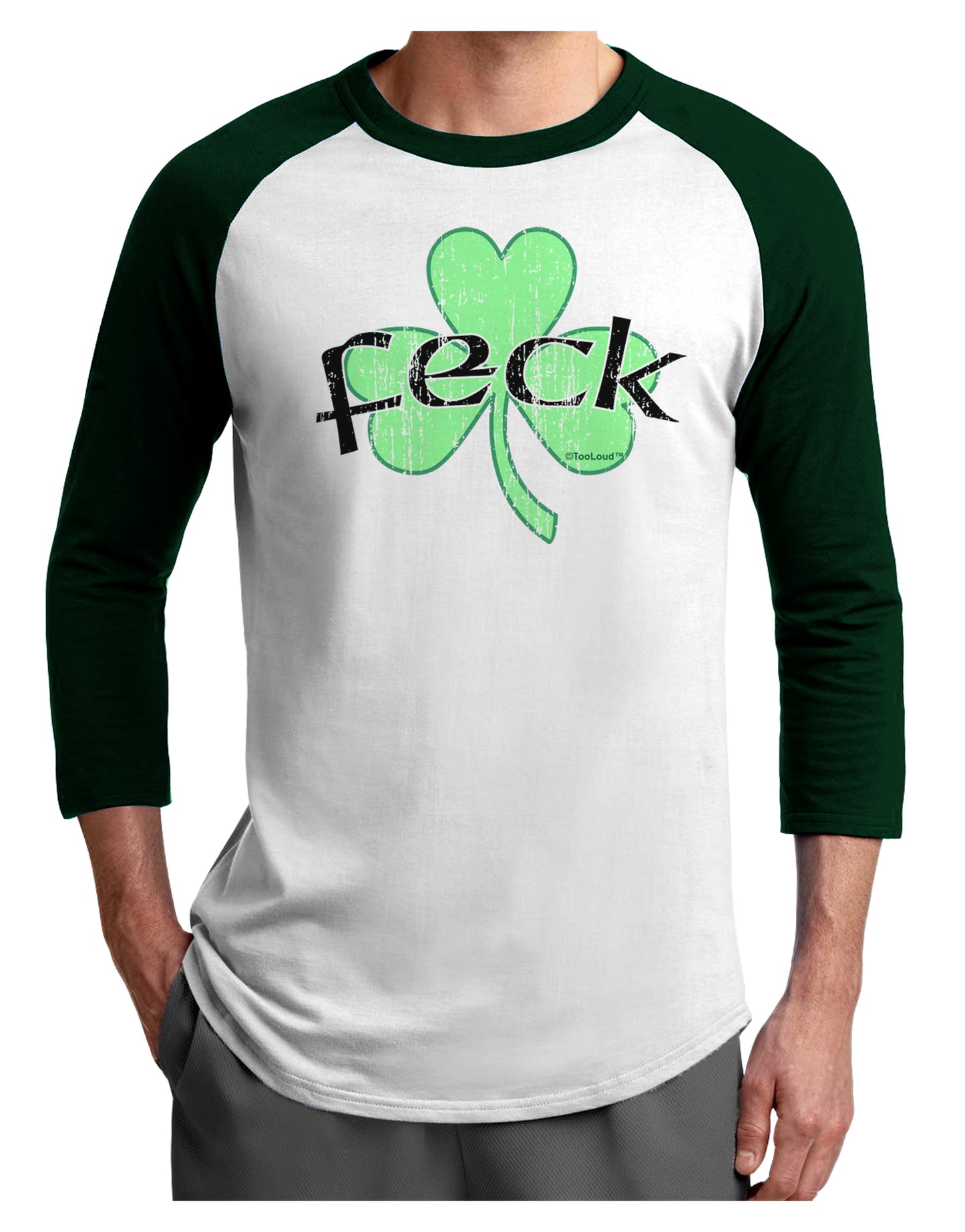 Feck - Clover Distressed Design Adult Raglan Shirt by TooLoud-TooLoud-White-Forest-X-Small-Davson Sales