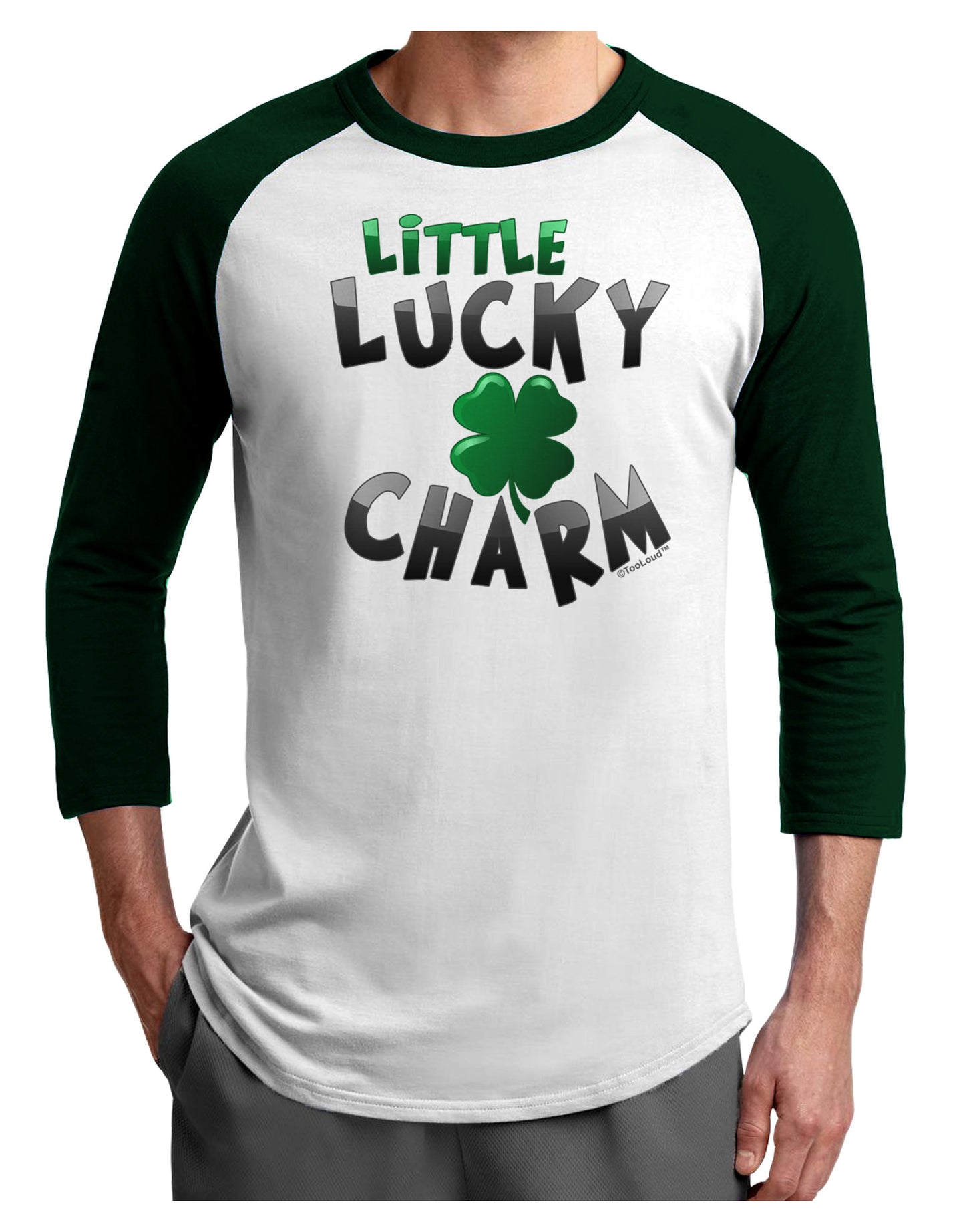 Little Lucky Charm Adult Raglan Shirt-Raglan Shirt-TooLoud-White-Forest-X-Small-Davson Sales