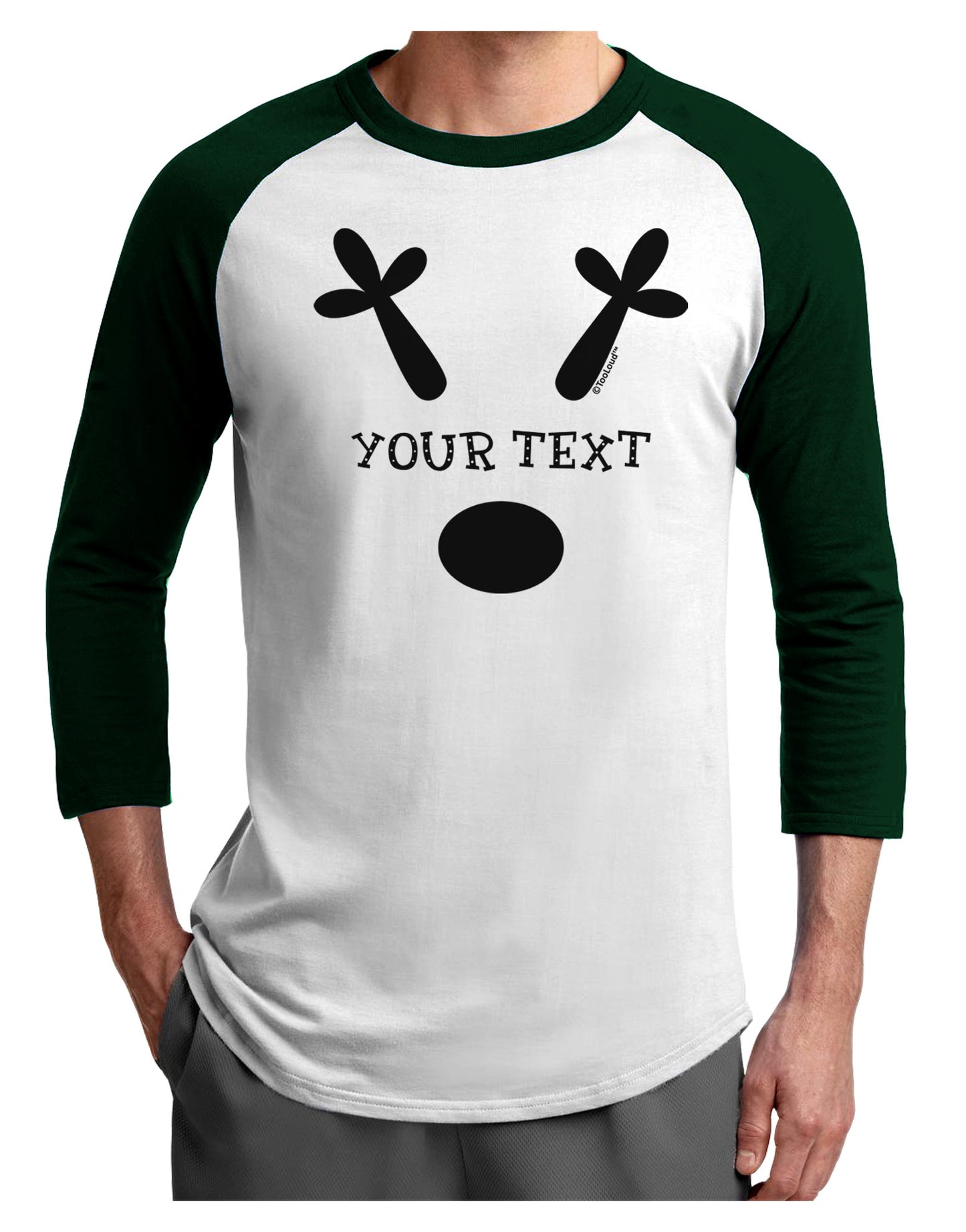 Personalized Matching Reindeer Family Design - Your Text Adult Raglan Shirt-TooLoud-White-Forest-X-Small-Davson Sales