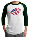 American Flag Lipstick Adult Raglan Shirt-TooLoud-White-Forest-X-Small-Davson Sales