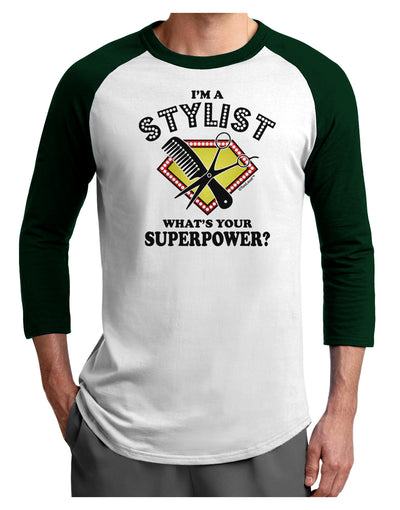 Stylist - Superpower Adult Raglan Shirt-TooLoud-White-Forest-X-Small-Davson Sales