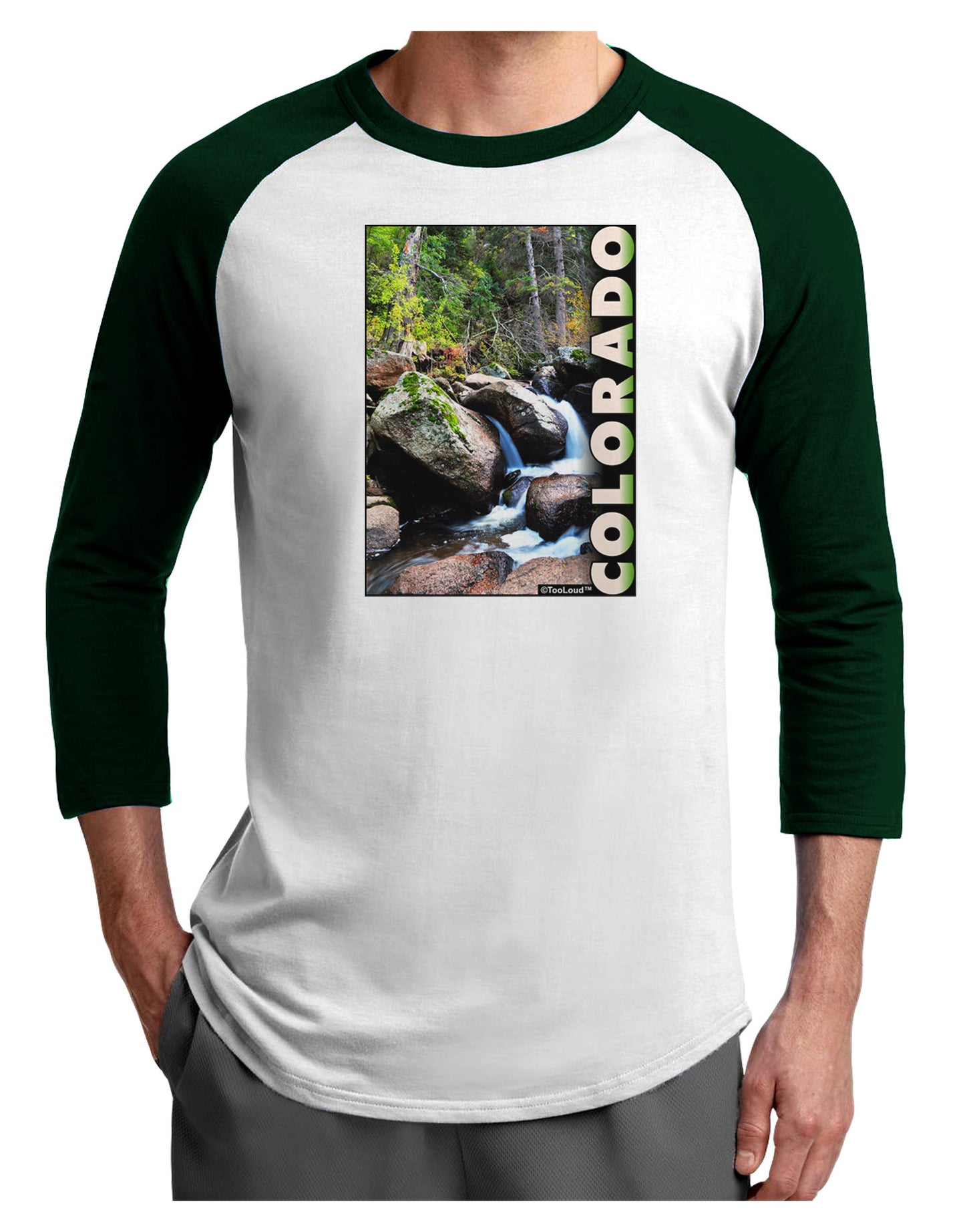 Rockies River with Text Adult Raglan Shirt-Raglan Shirt-TooLoud-White-Forest-X-Small-Davson Sales