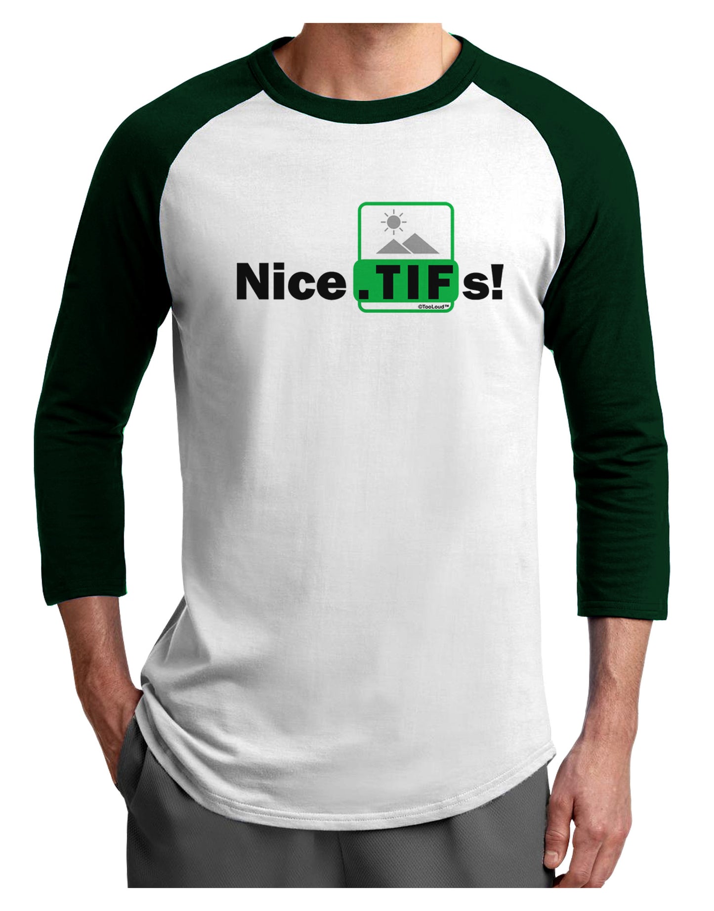Nice Tifs Adult Raglan Shirt-TooLoud-White-Forest-X-Small-Davson Sales