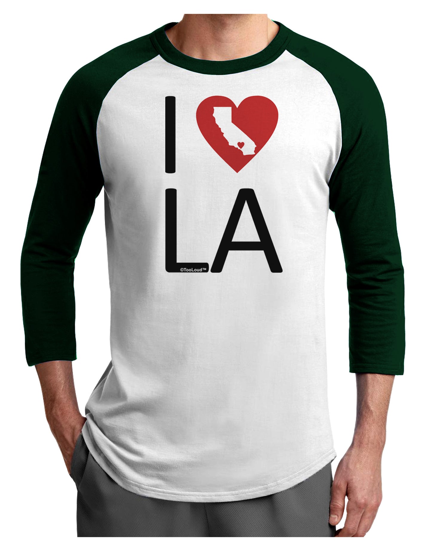 I Heart Los Angeles Adult Raglan Shirt-Raglan Shirt-TooLoud-White-Forest-X-Small-Davson Sales