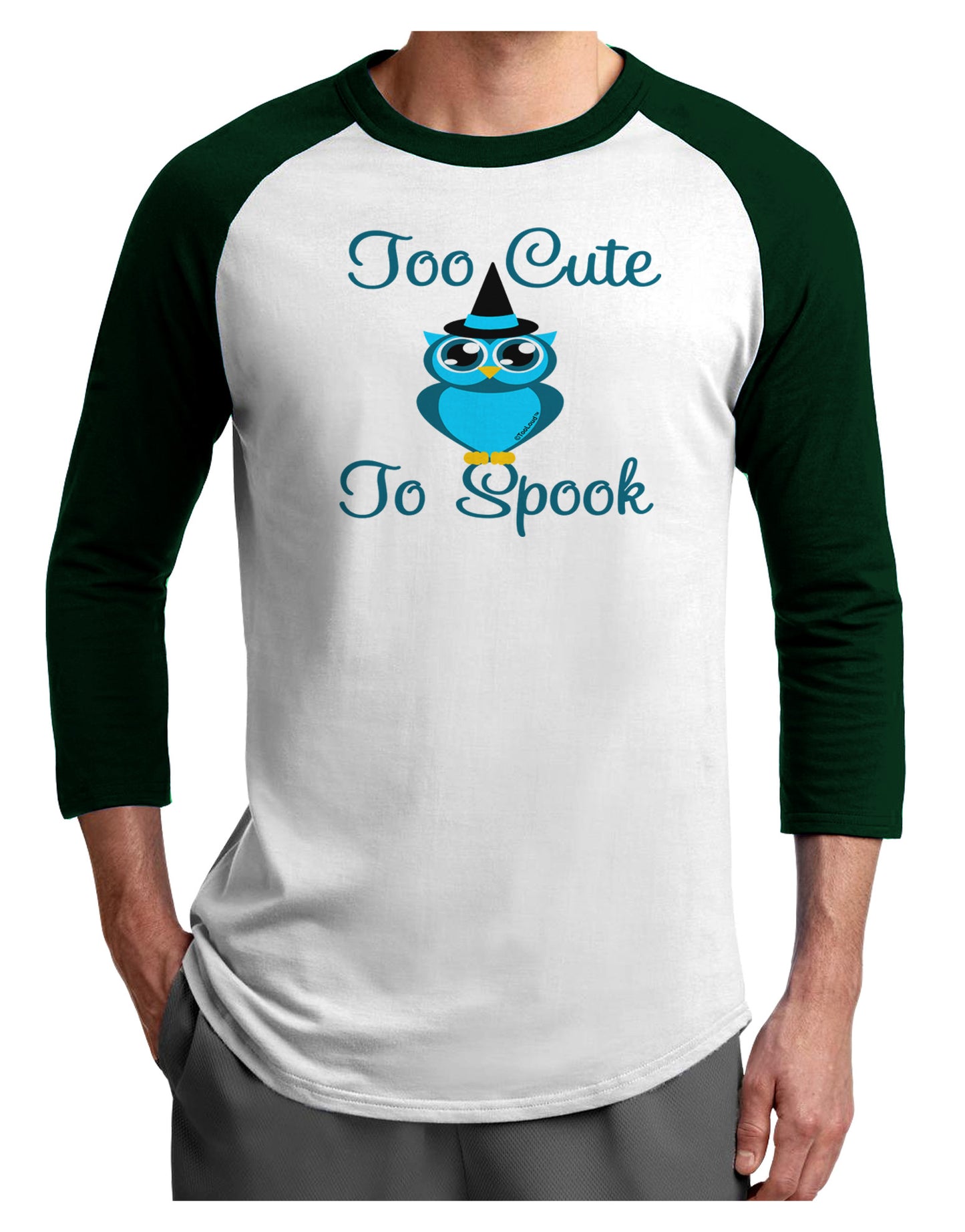 Owl Too Cute Blue Adult Raglan Shirt-Raglan Shirt-TooLoud-White-Forest-X-Small-Davson Sales