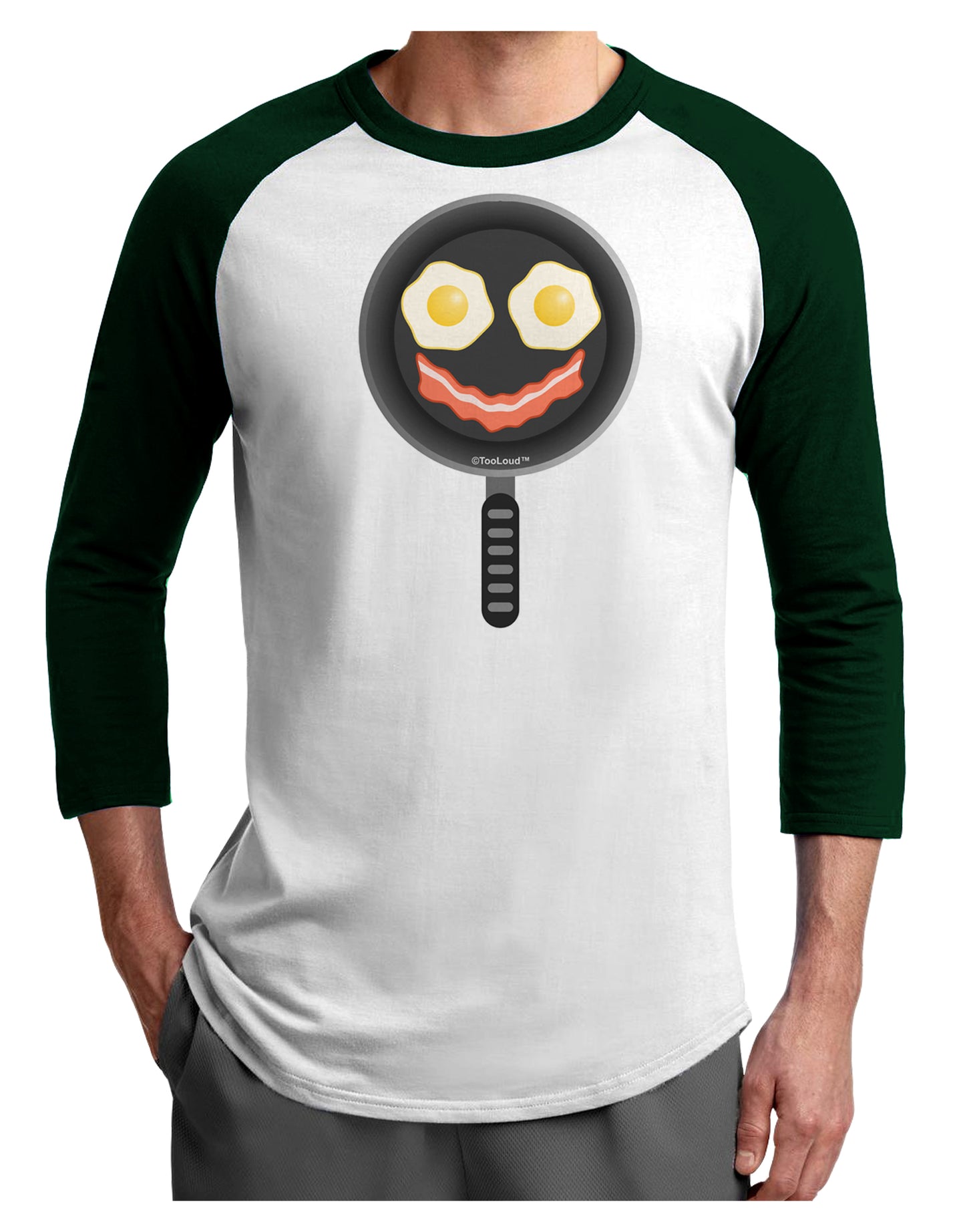 Eggs and Bacon Smiley Face Adult Raglan Shirt by TooLoud-TooLoud-White-Forest-X-Small-Davson Sales