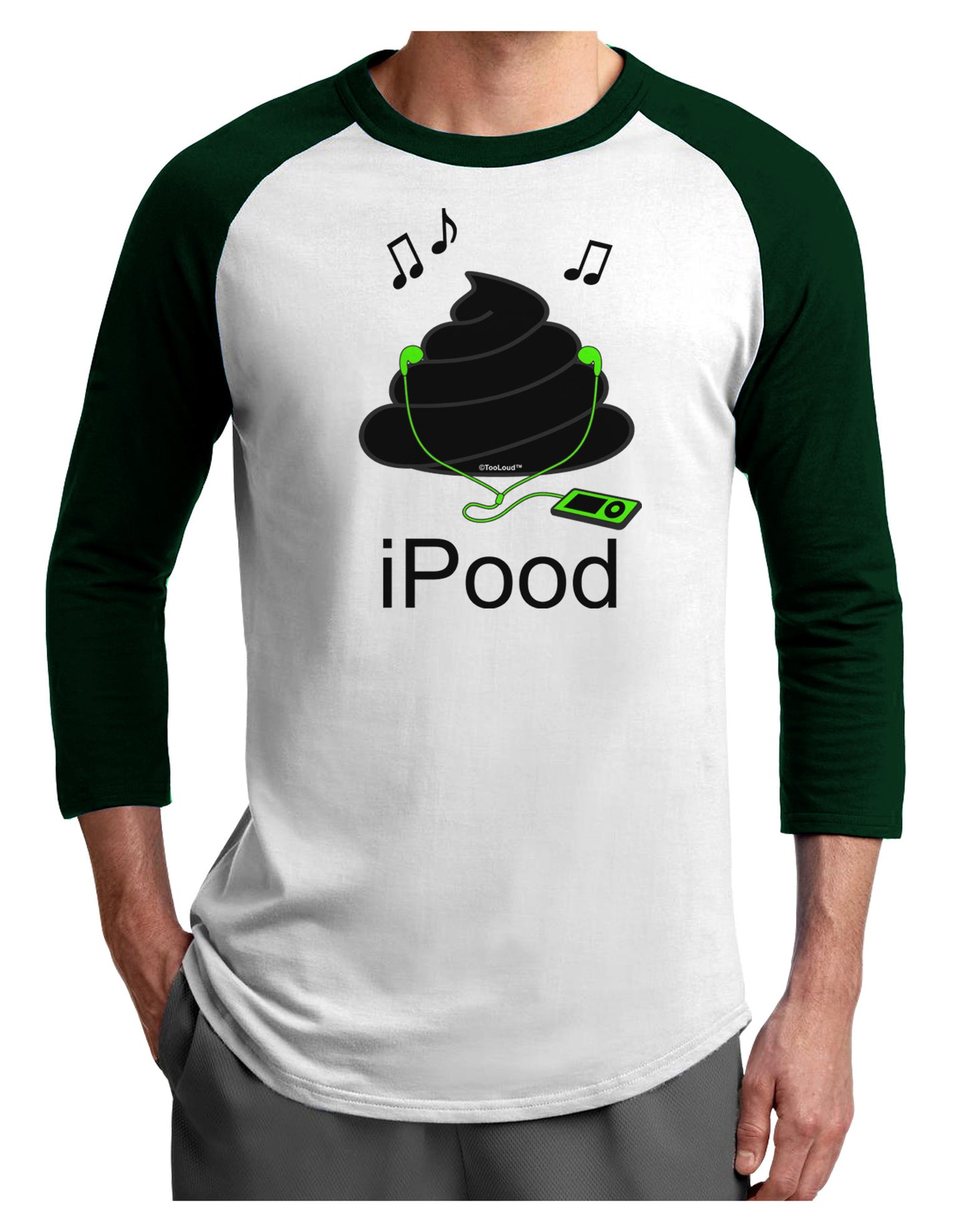 iPood Adult Raglan Shirt-Raglan Shirt-TooLoud-White-Forest-X-Small-Davson Sales