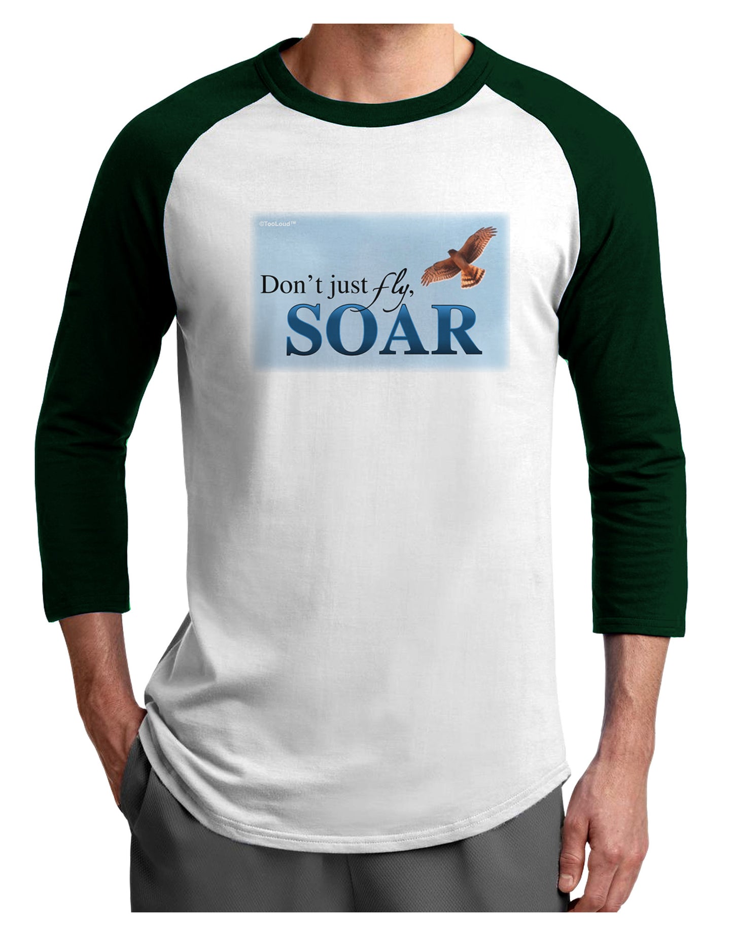 Don't Just Fly SOAR Adult Raglan Shirt-Raglan Shirt-TooLoud-White-Forest-X-Small-Davson Sales
