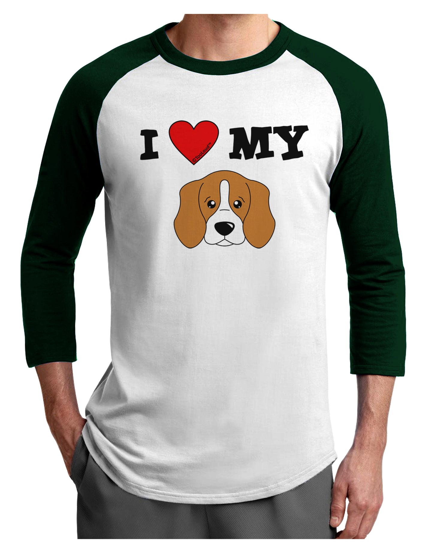 I Heart My - Cute Beagle Dog Adult Raglan Shirt by TooLoud-TooLoud-White-Forest-X-Small-Davson Sales