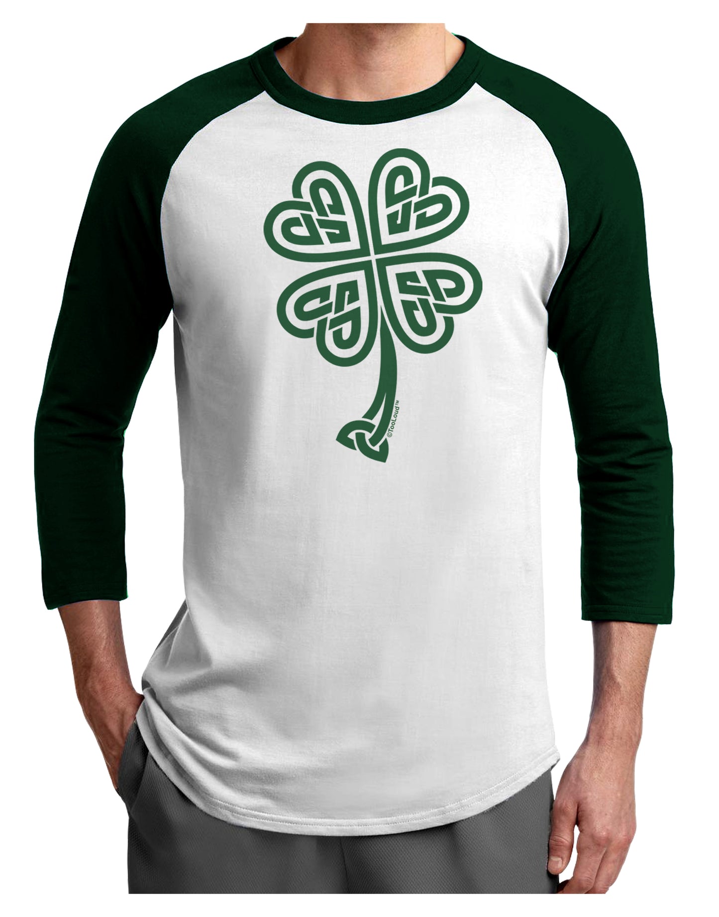 Celtic Knot 4 Leaf Clover St Patricks Adult Raglan Shirt-Raglan Shirt-TooLoud-White-Forest-X-Small-Davson Sales