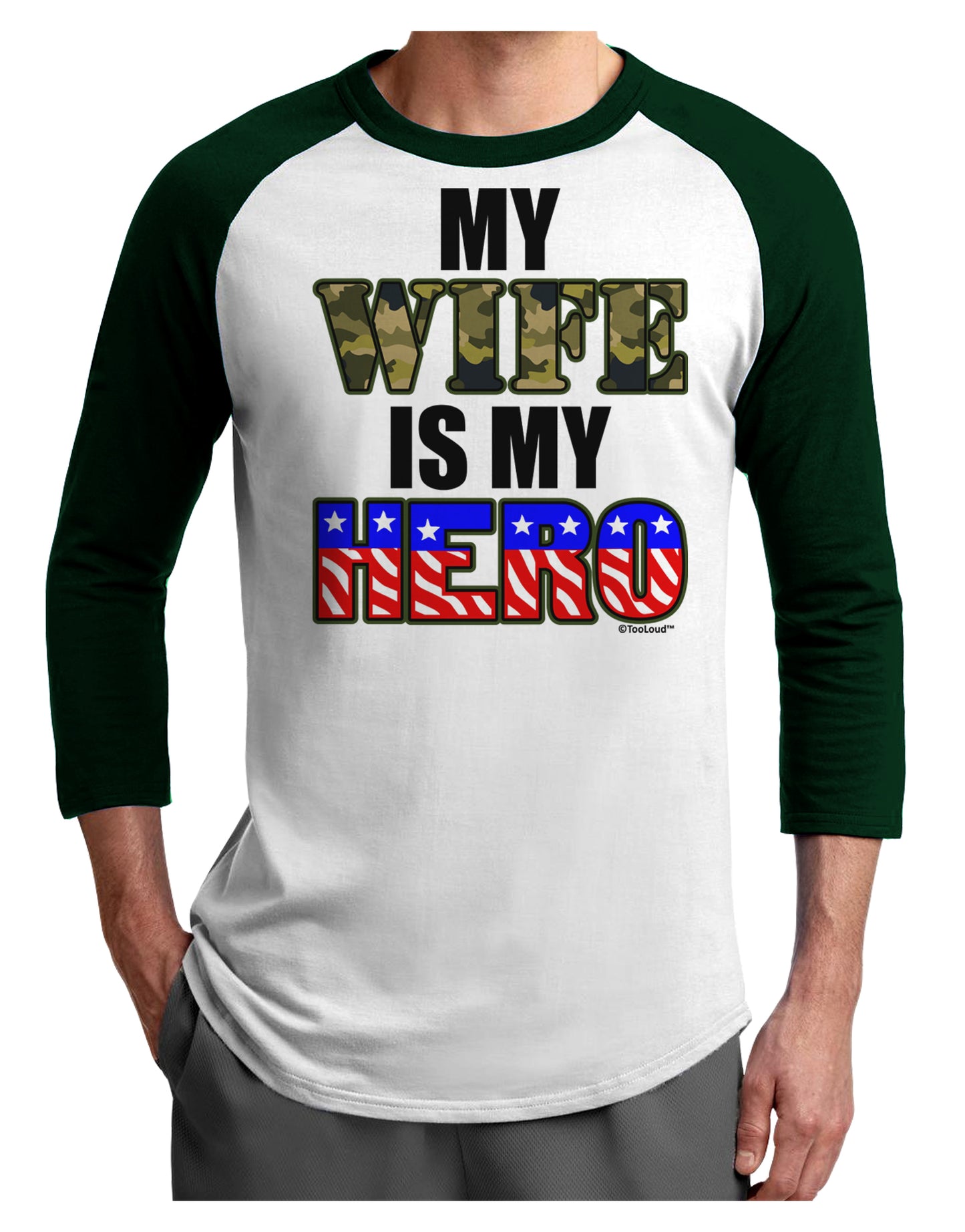 My Wife is My Hero - Armed Forces Adult Raglan Shirt by TooLoud-TooLoud-White-Forest-X-Small-Davson Sales