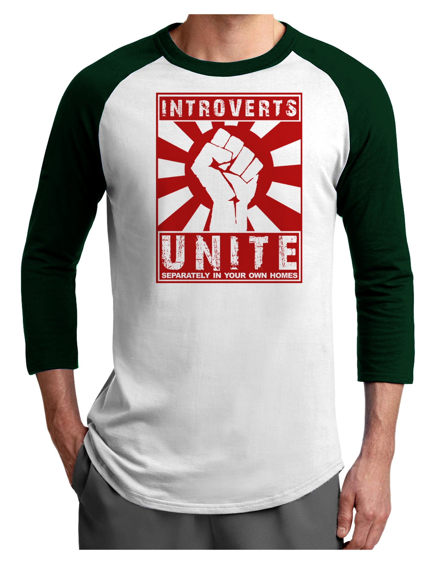 Introverts Unite Funny Adult Raglan Shirt by TooLoud-TooLoud-White-Forest-X-Small-Davson Sales
