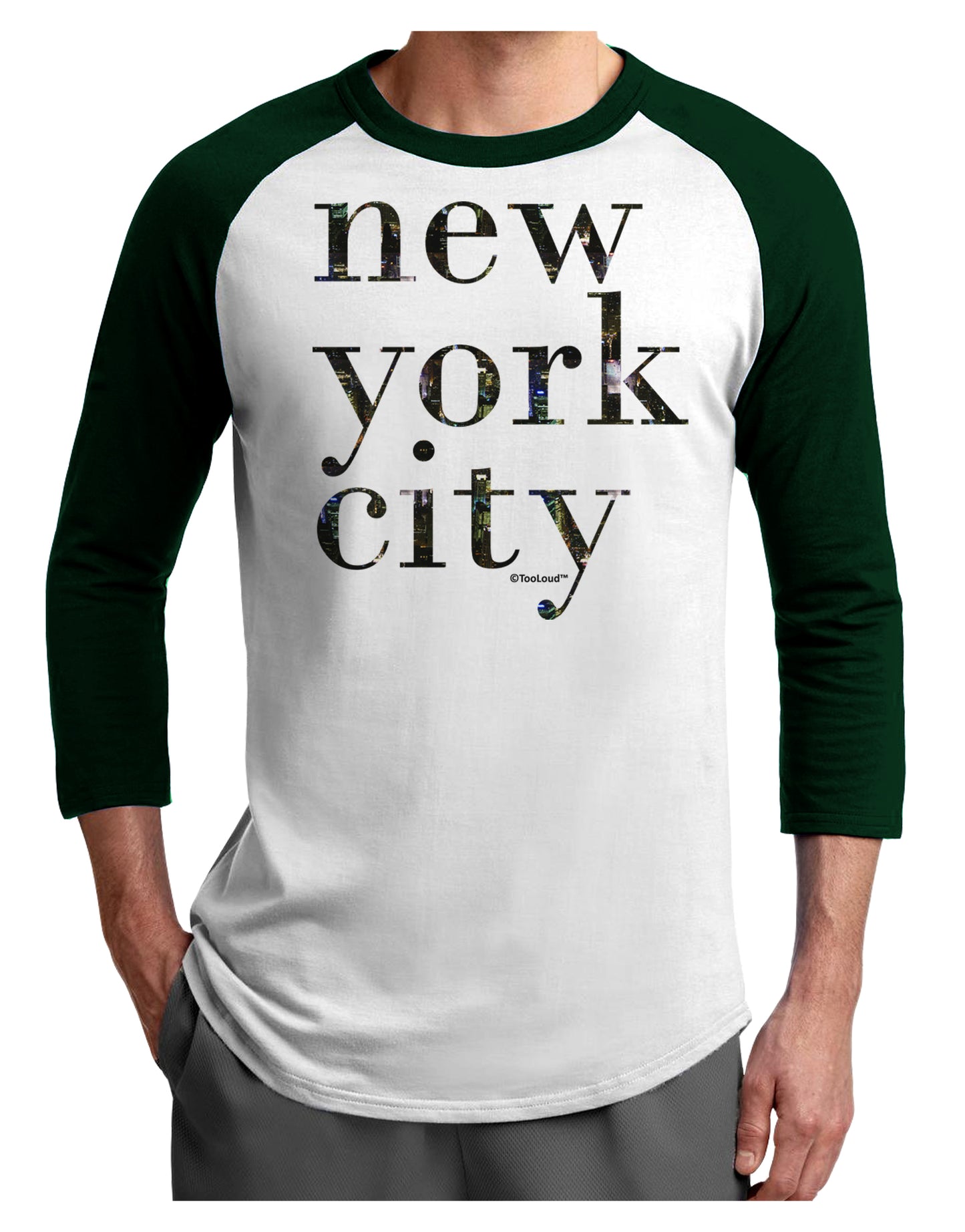 New York City - City Lights Adult Raglan Shirt by TooLoud-TooLoud-White-Forest-X-Small-Davson Sales