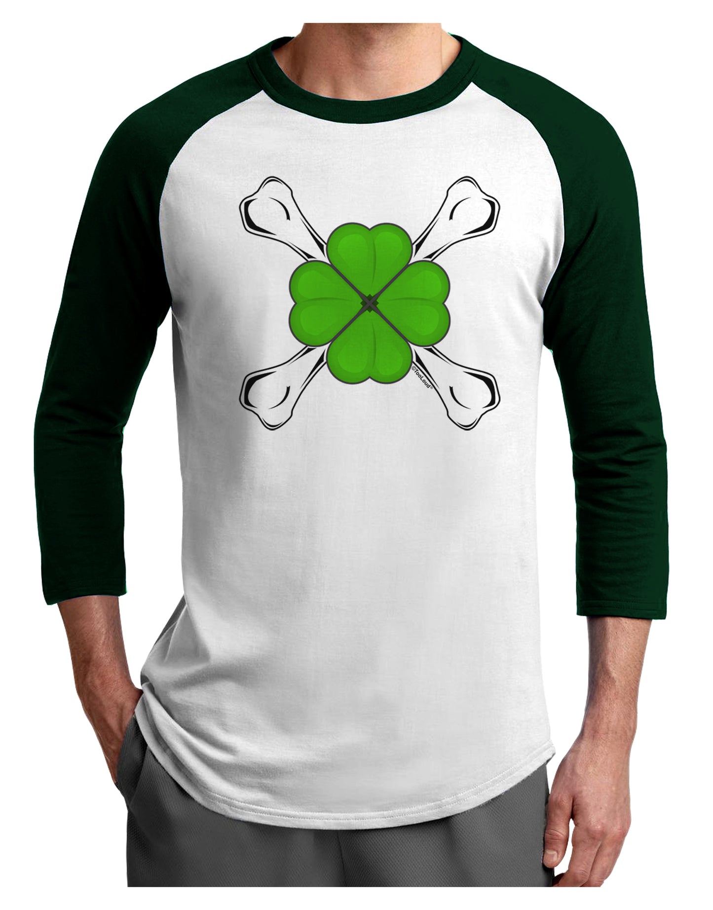 Clover and Crossbones Adult Raglan Shirt by TooLoud-TooLoud-White-Forest-X-Small-Davson Sales