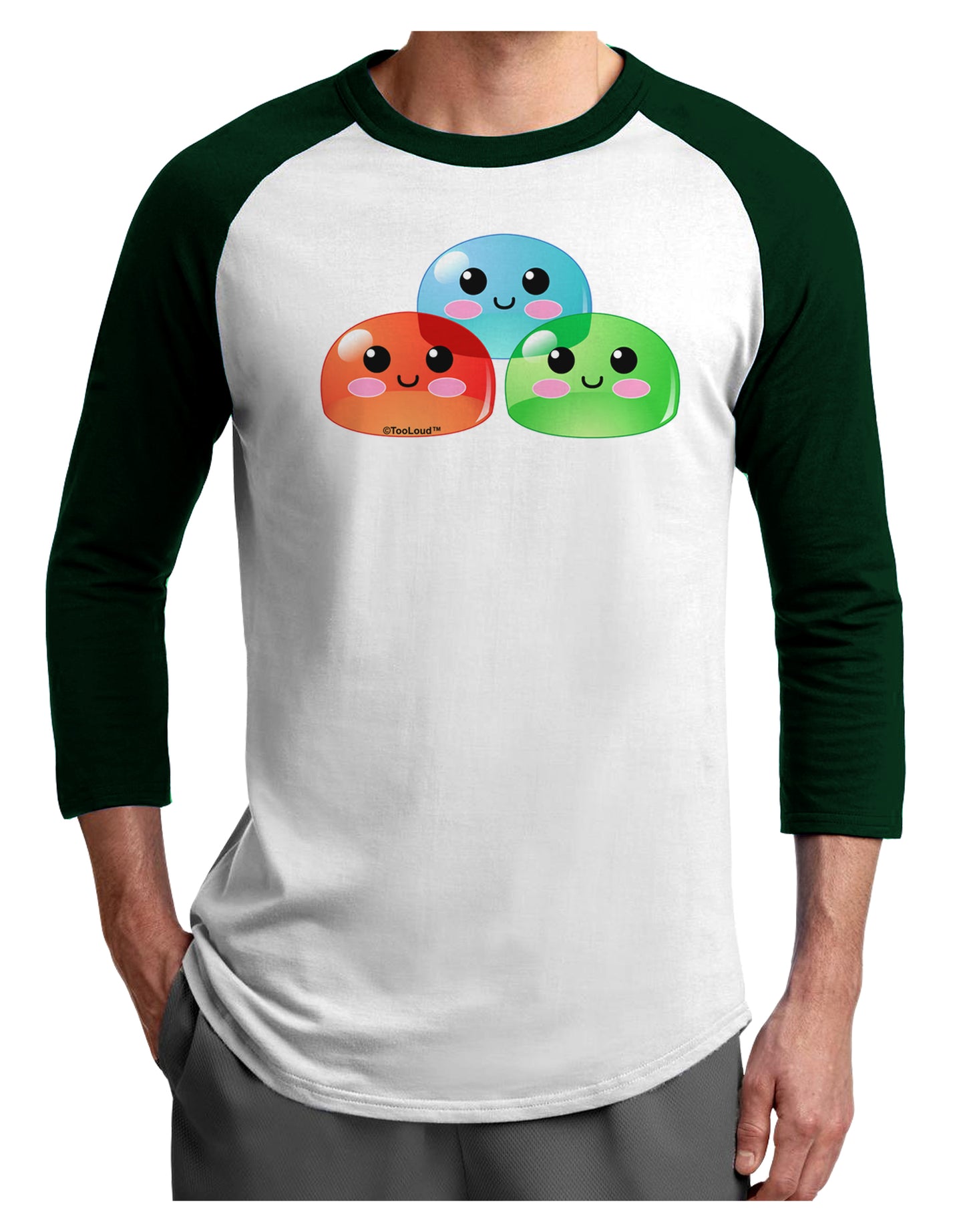 Cute RPG Slime - Trio Adult Raglan Shirt by TooLoud-TooLoud-White-Forest-X-Small-Davson Sales