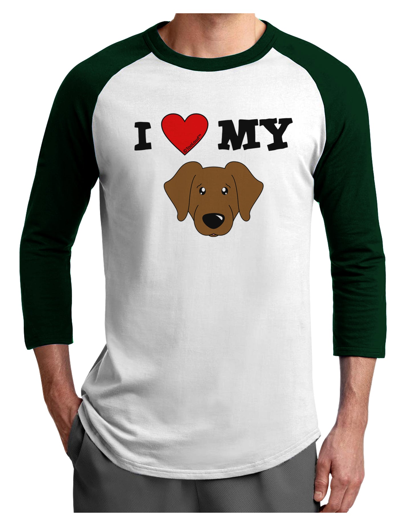 I Heart My - Cute Chocolate Labrador Retriever Dog Adult Raglan Shirt by TooLoud-TooLoud-White-Forest-X-Small-Davson Sales
