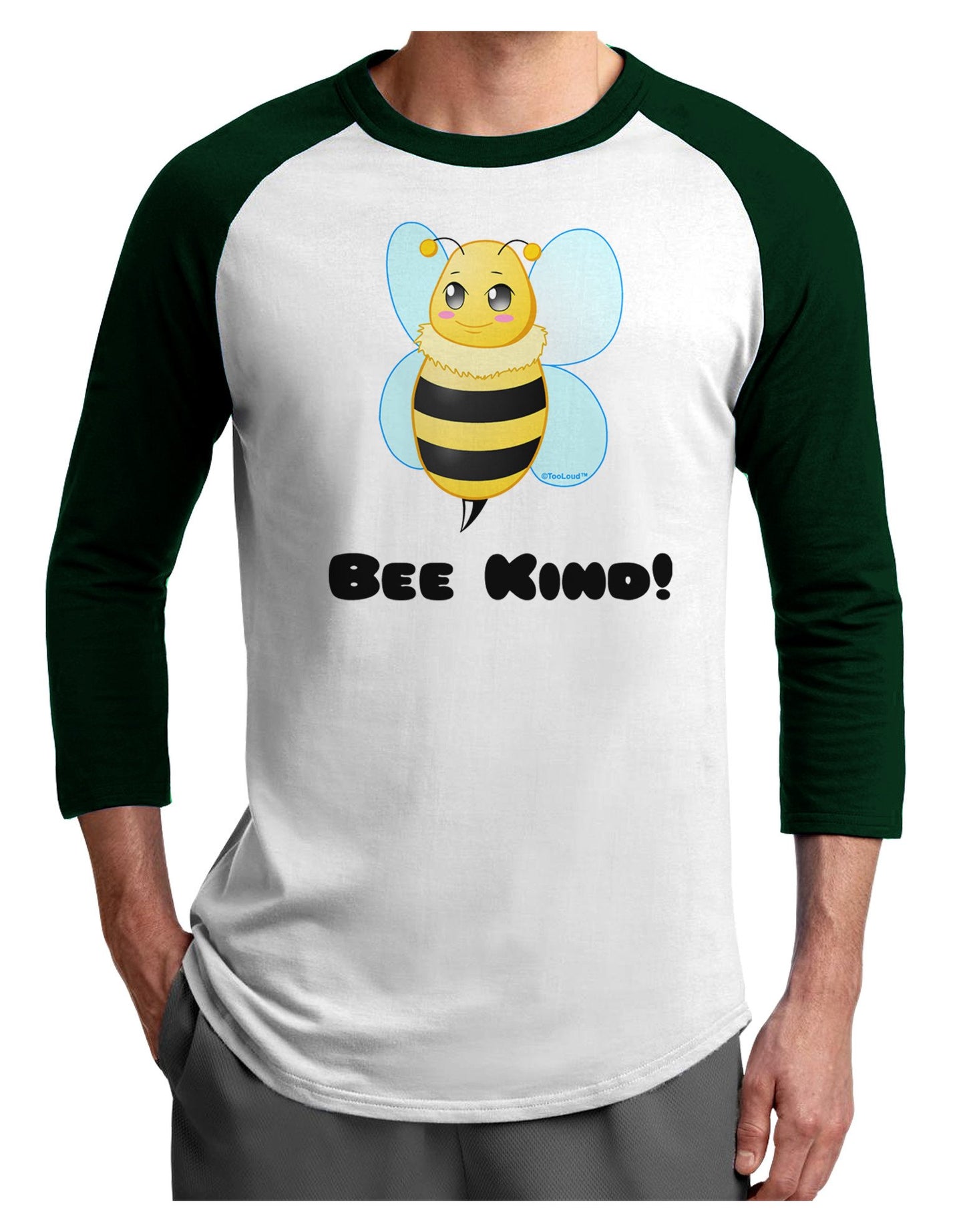 Bee Kind Adult Raglan Shirt-TooLoud-White-Forest-XXX-Large-Davson Sales