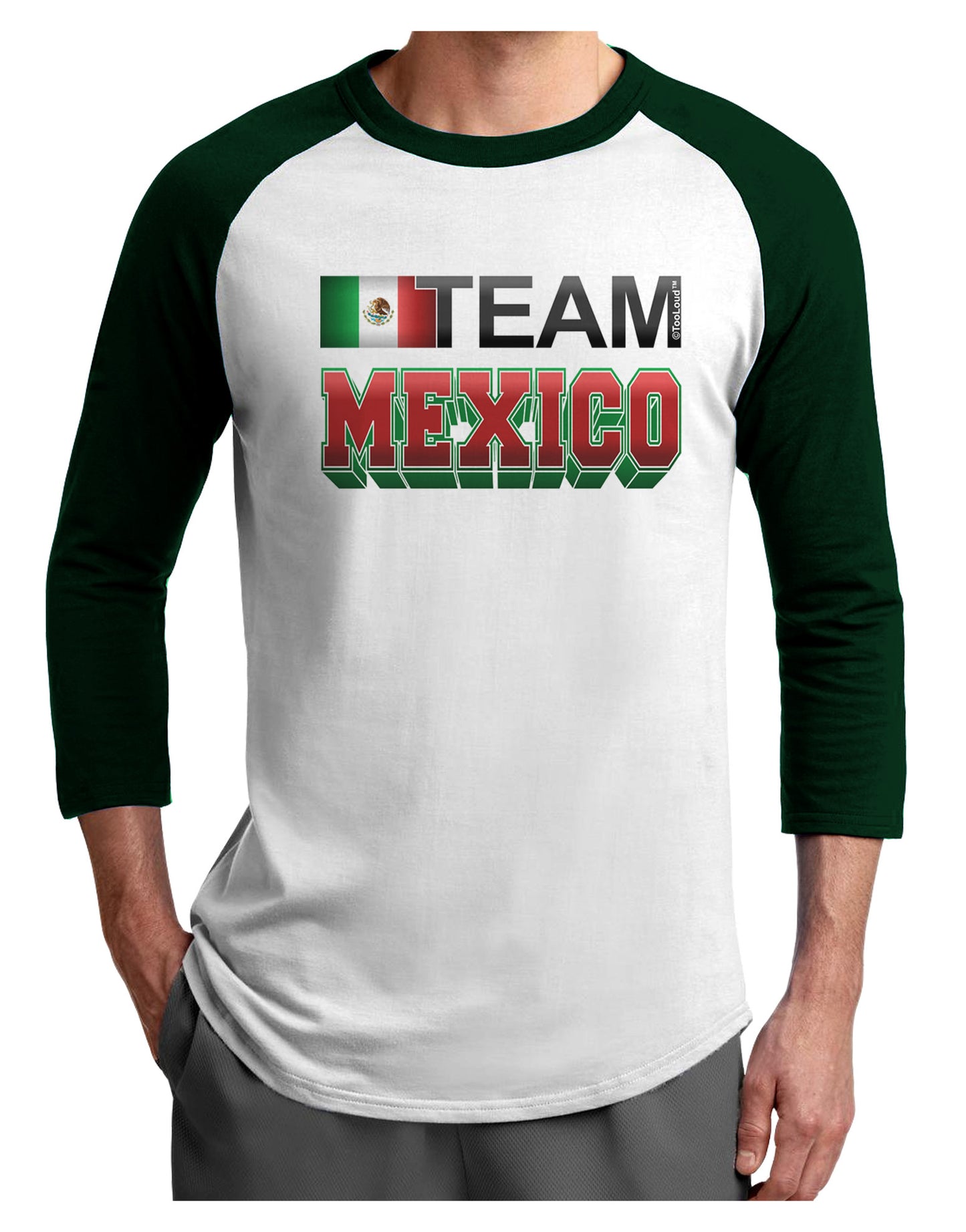 Sporty Team Mexico Adult Raglan Shirt-Raglan Shirt-TooLoud-White-Forest-X-Small-Davson Sales
