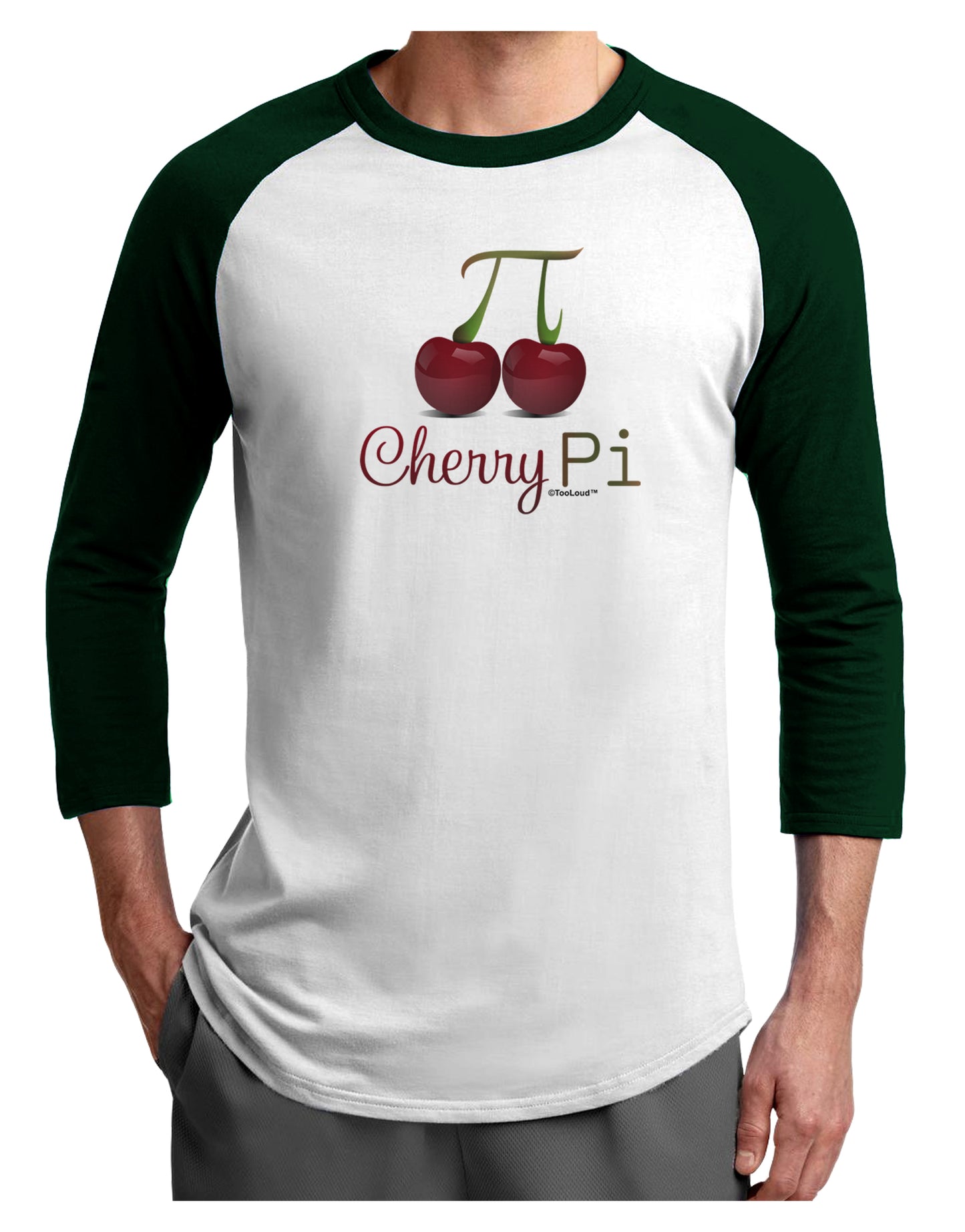 Cherry Pi Adult Raglan Shirt-TooLoud-White-Forest-X-Small-Davson Sales