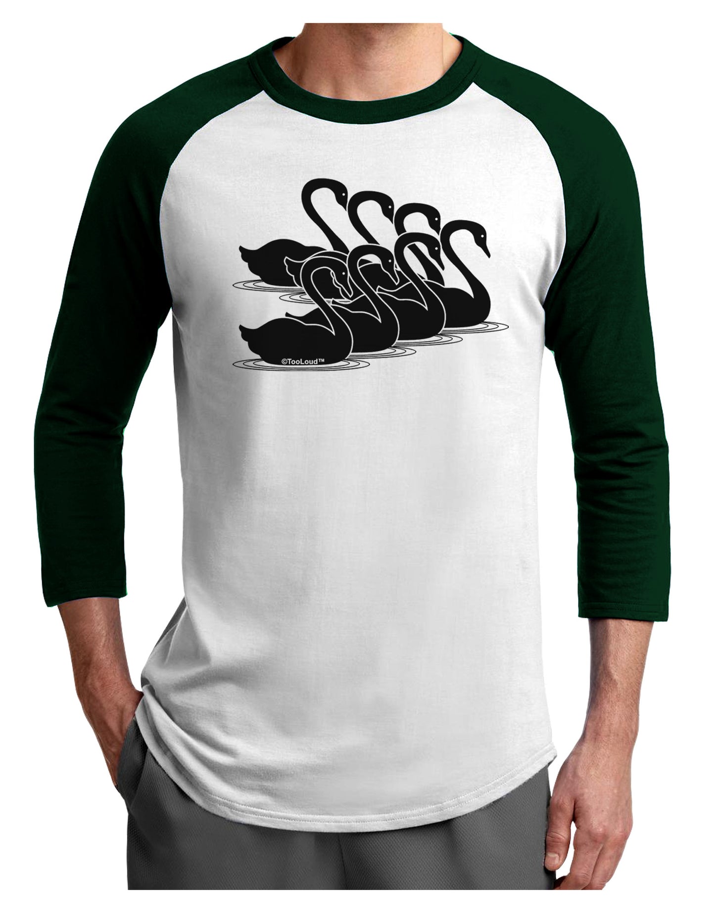 Seven Swans A Swimming Adult Raglan Shirt-TooLoud-White-Forest-X-Small-Davson Sales