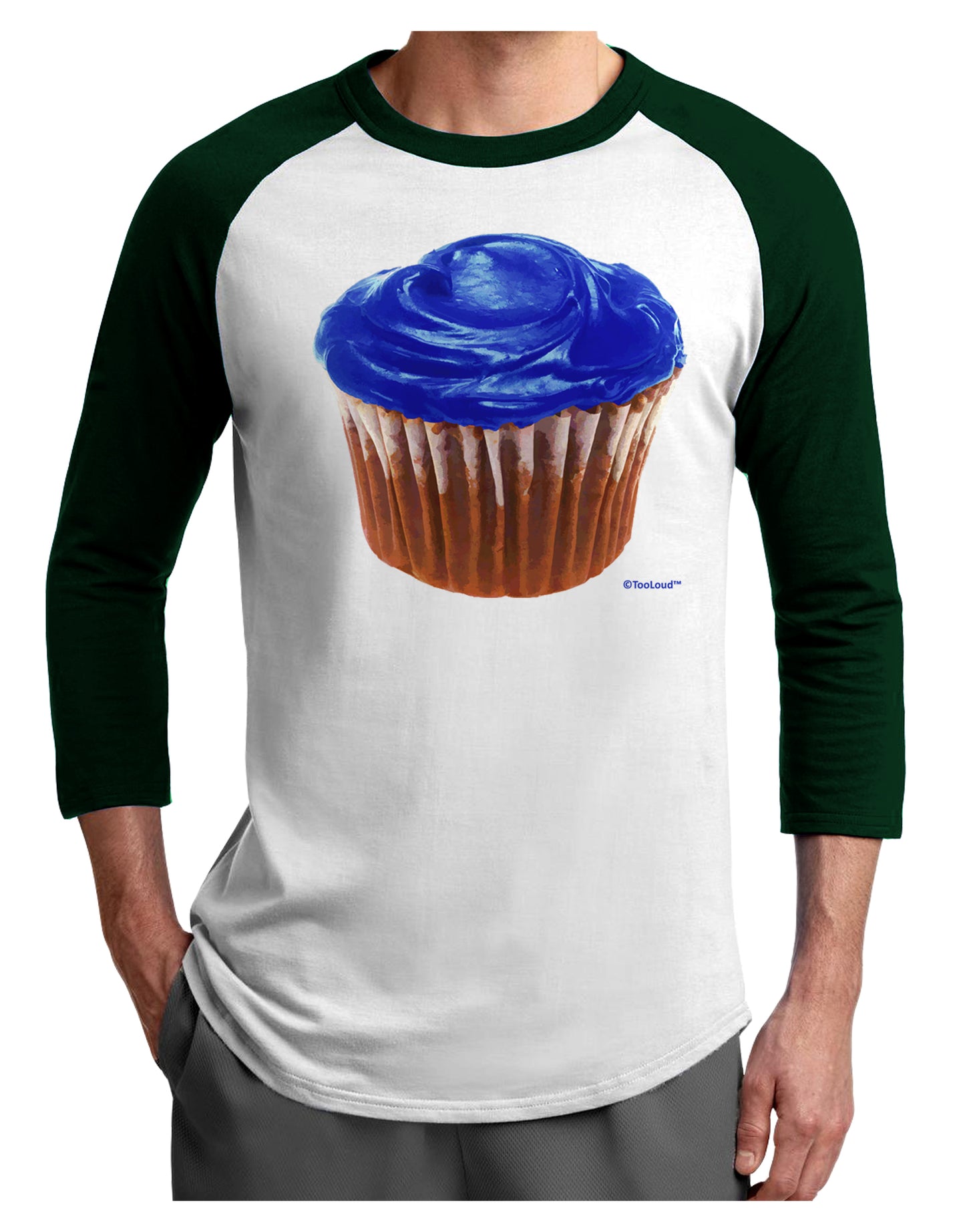 Giant Bright Blue Cupcake Adult Raglan Shirt by TooLoud-TooLoud-White-Forest-X-Small-Davson Sales