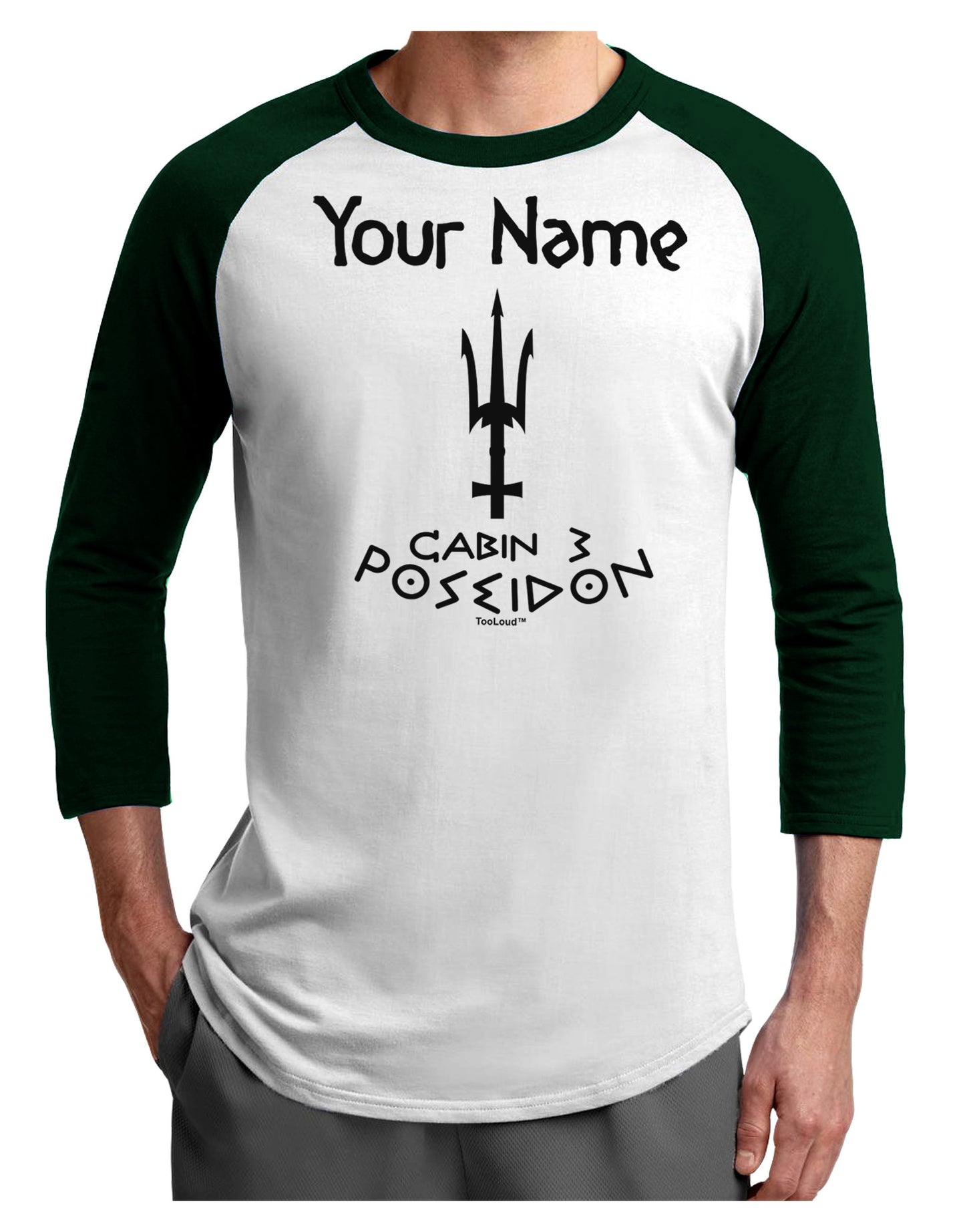 Personalized Cabin 3 Poseidon Adult Raglan Shirt-Raglan Shirt-TooLoud-White-Forest-X-Small-Davson Sales