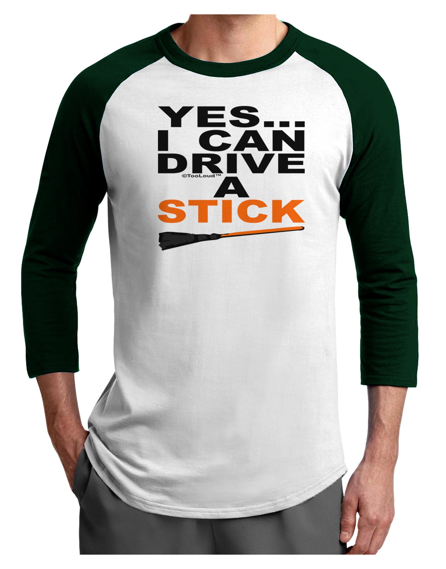 Drive Stick Orange Adult Raglan Shirt-Raglan Shirt-TooLoud-White-Forest-X-Small-Davson Sales