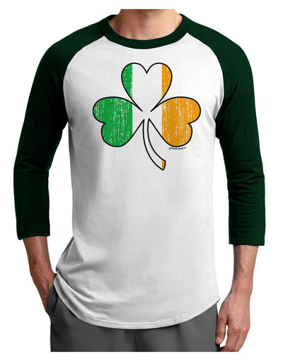 Irish Flag - Shamrock Distressed Adult Raglan Shirt by TooLoud-TooLoud-White-Forest-X-Small-Davson Sales