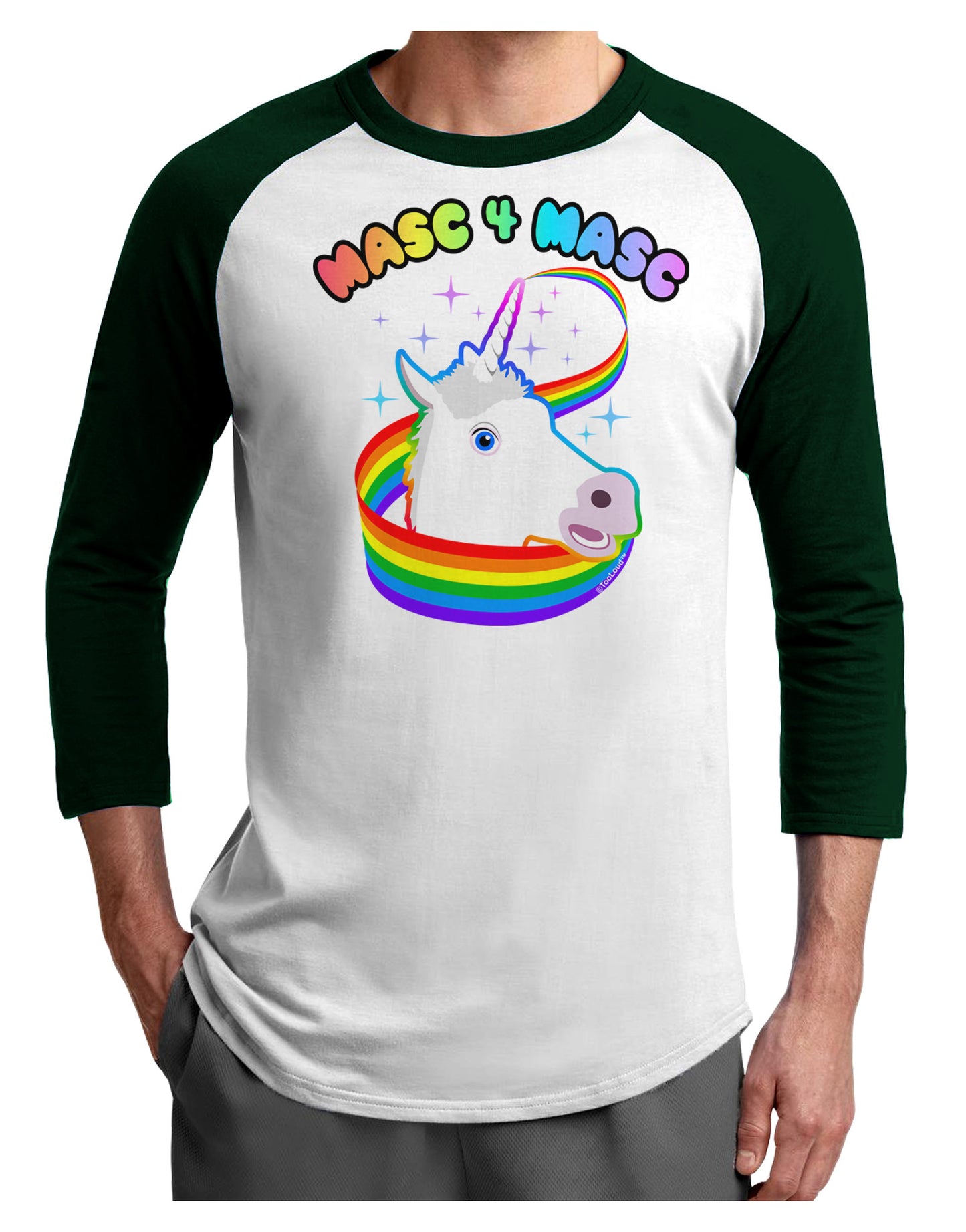Masc 4 Masc Pranciful Unicorn Adult Raglan Shirt-Raglan Shirt-TooLoud-White-Forest-X-Small-Davson Sales