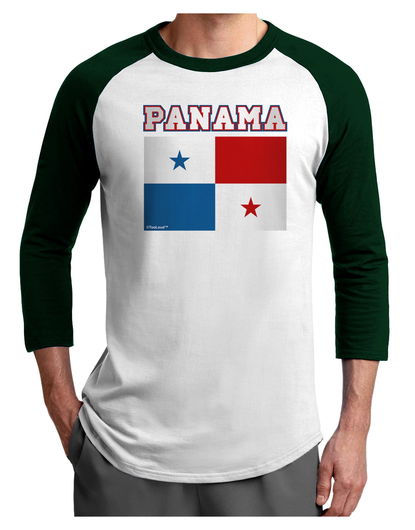 Panama Flag Adult Raglan Shirt-Raglan Shirt-TooLoud-White-Forest-X-Small-Davson Sales