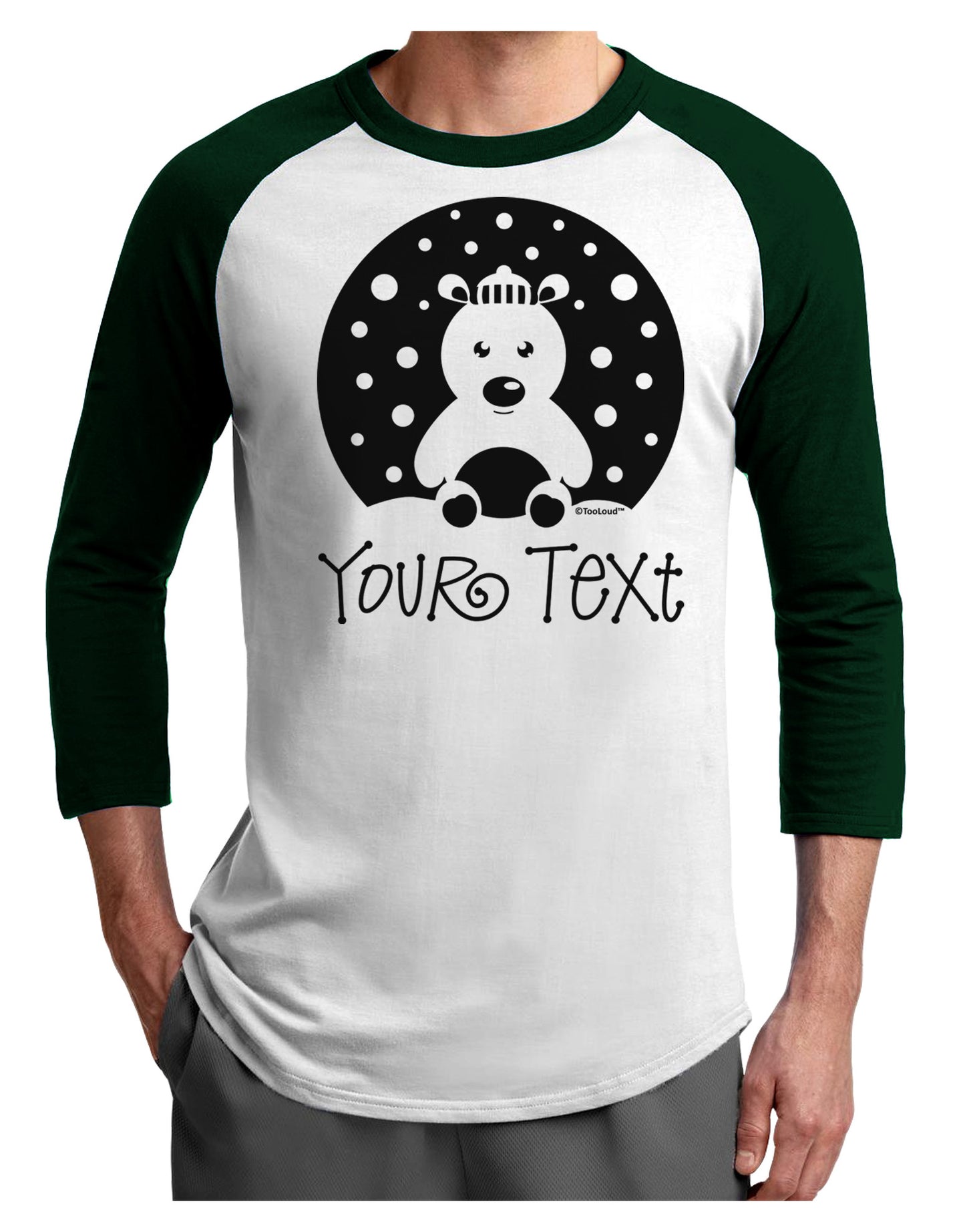 Personalized Matching Polar Bear Family Design - Your Text Adult Raglan Shirt-TooLoud-White-Forest-X-Small-Davson Sales