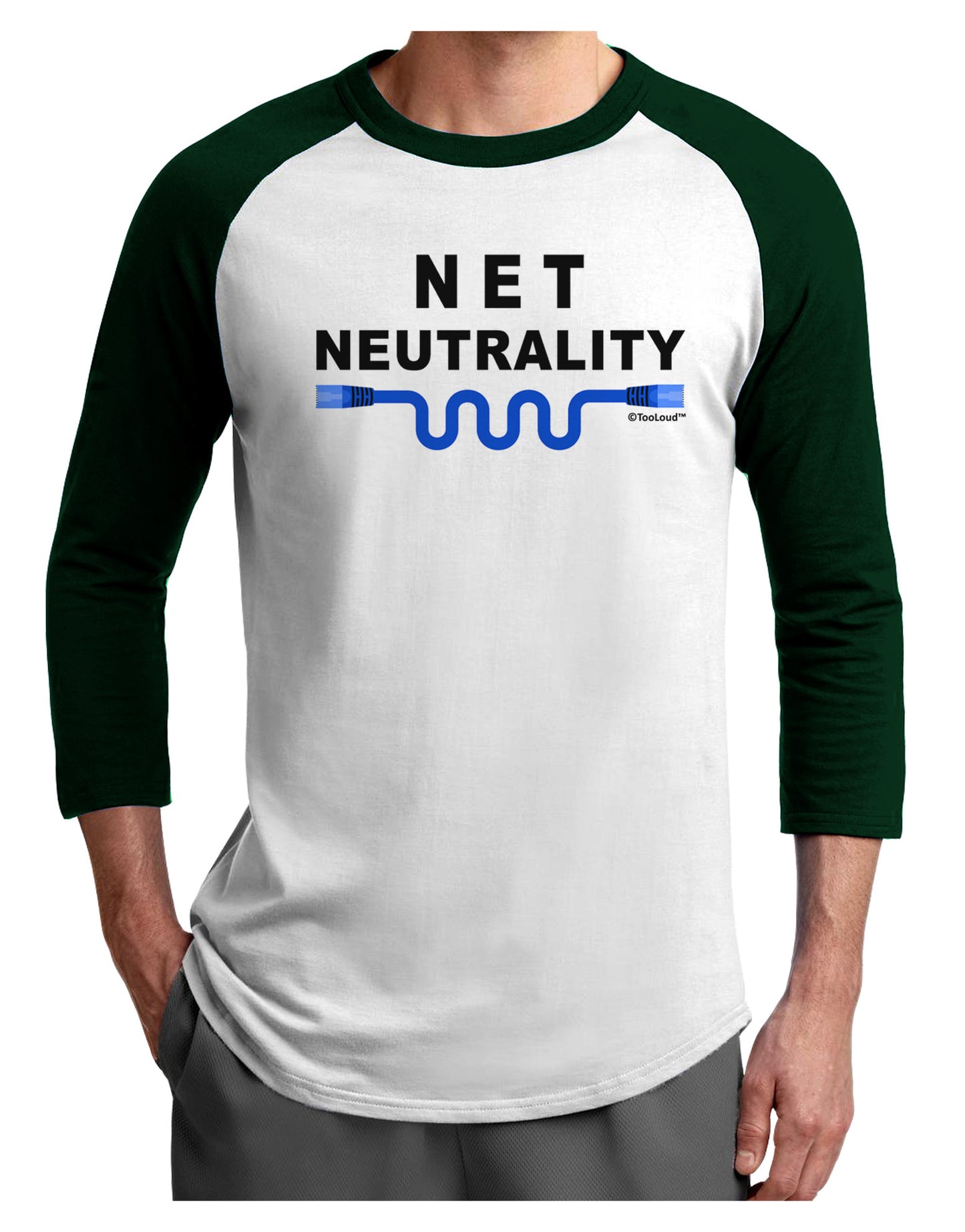 Net Neutrality Adult Raglan Shirt-TooLoud-White-Forest-X-Small-Davson Sales