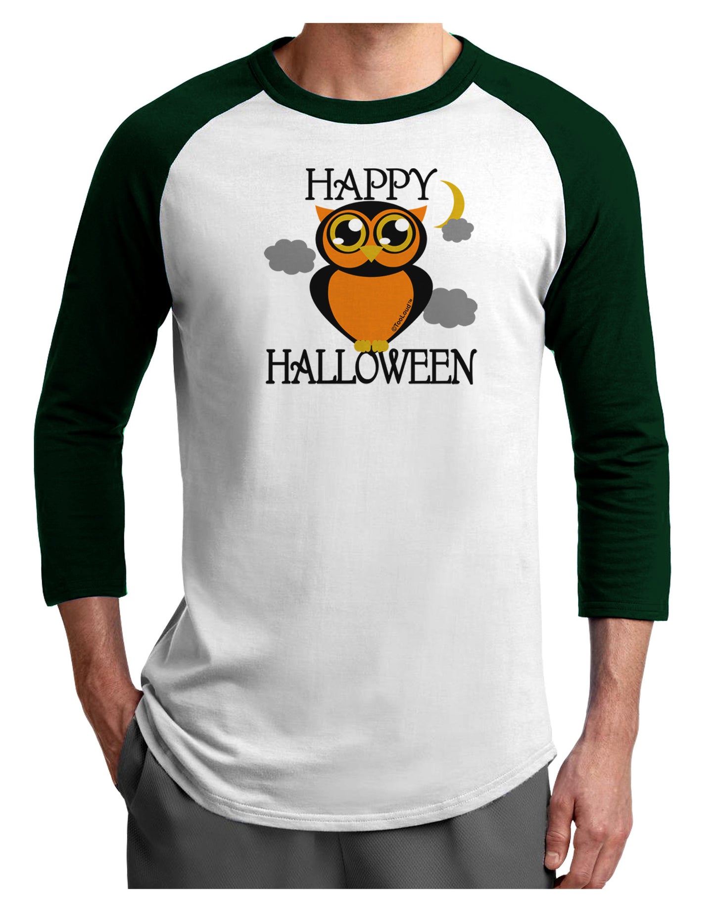 Owl Orange Text Adult Raglan Shirt-Raglan Shirt-TooLoud-White-Forest-X-Small-Davson Sales