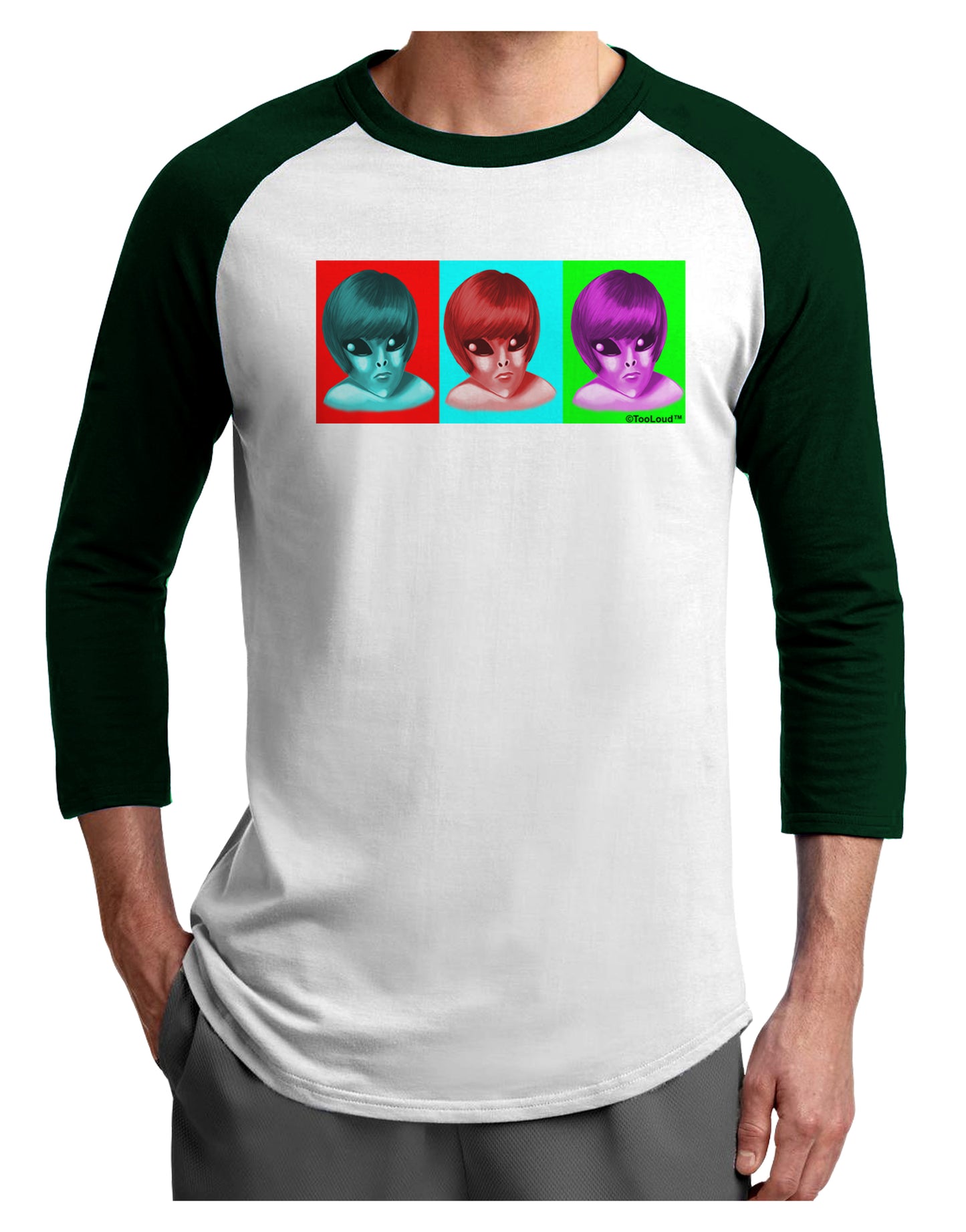 Extraterrestial Pop-art #1 Adult Raglan Shirt by TooLoud-TooLoud-White-Forest-X-Small-Davson Sales