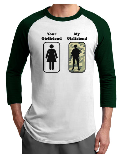 TooLoud Your Girlfriend My Girlfriend Military Adult Raglan Shirt-Raglan Shirt-TooLoud-White-Forest-X-Small-Davson Sales