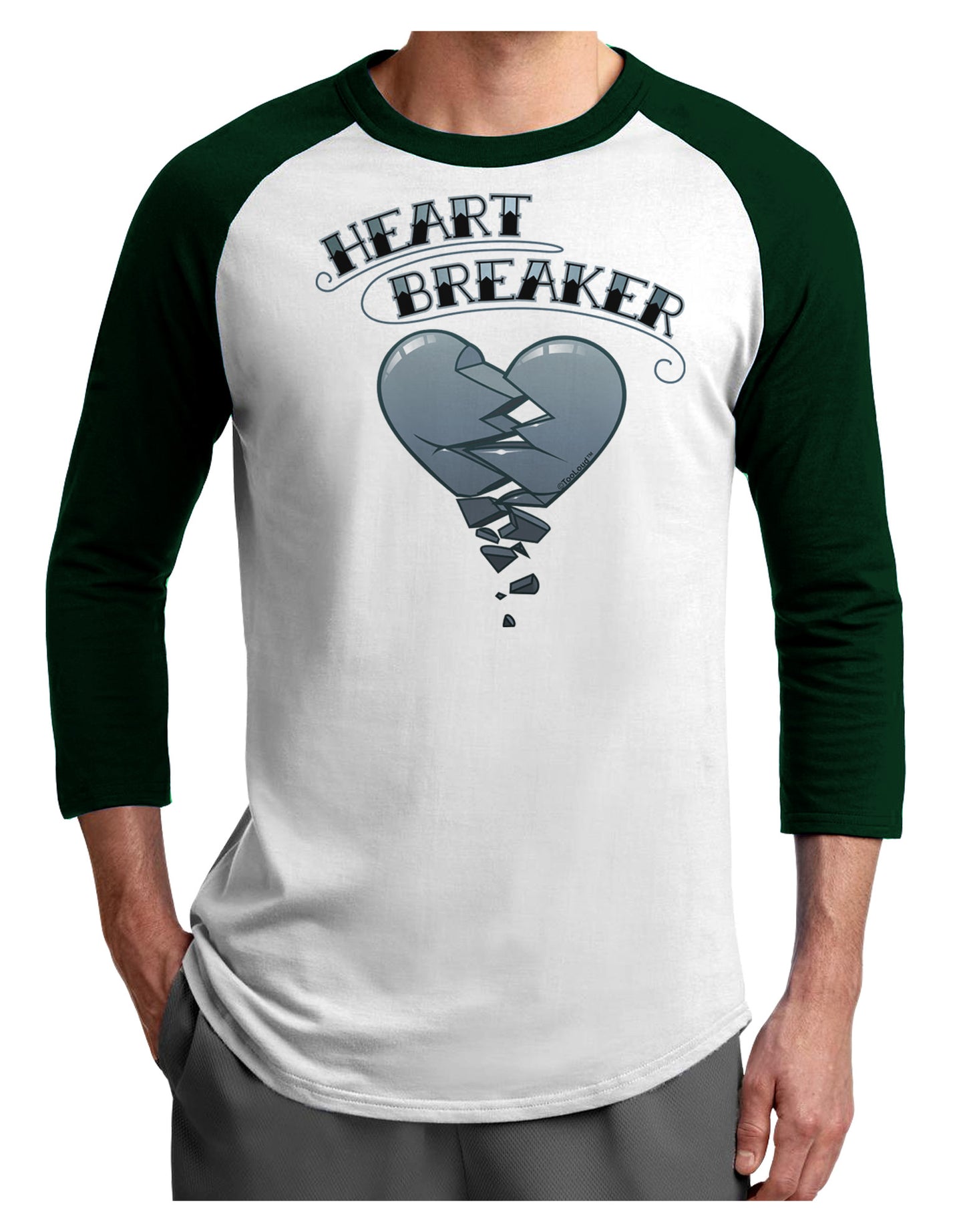 Heart Breaker Manly Adult Raglan Shirt by-Raglan Shirt-TooLoud-White-Forest-X-Small-Davson Sales